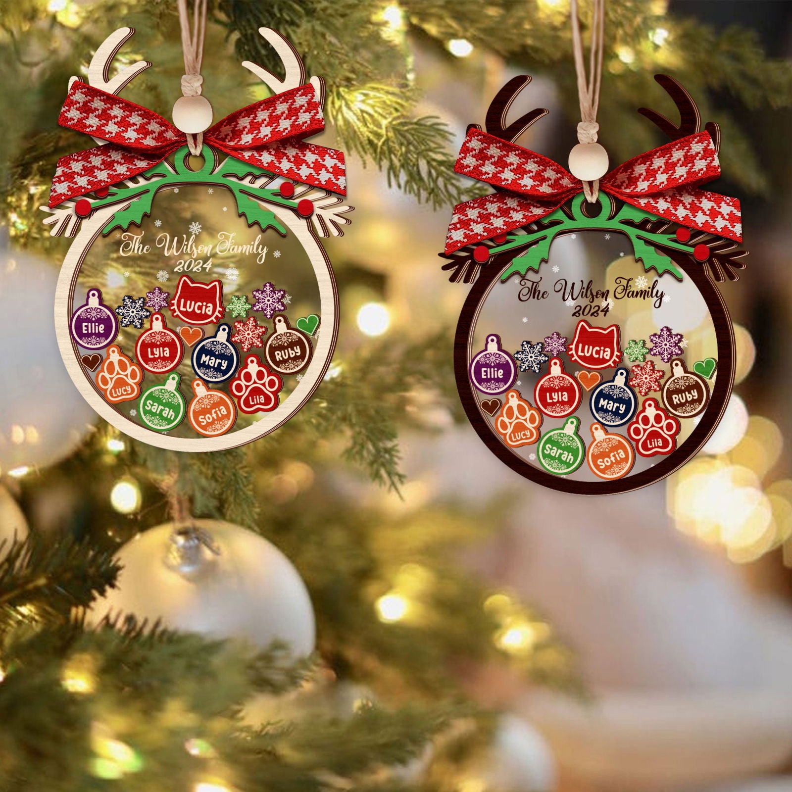 Personalized Family Christmas Shaker Ornament, Ornament 2024, Shaker Ornament CF184 - Kindlytoys