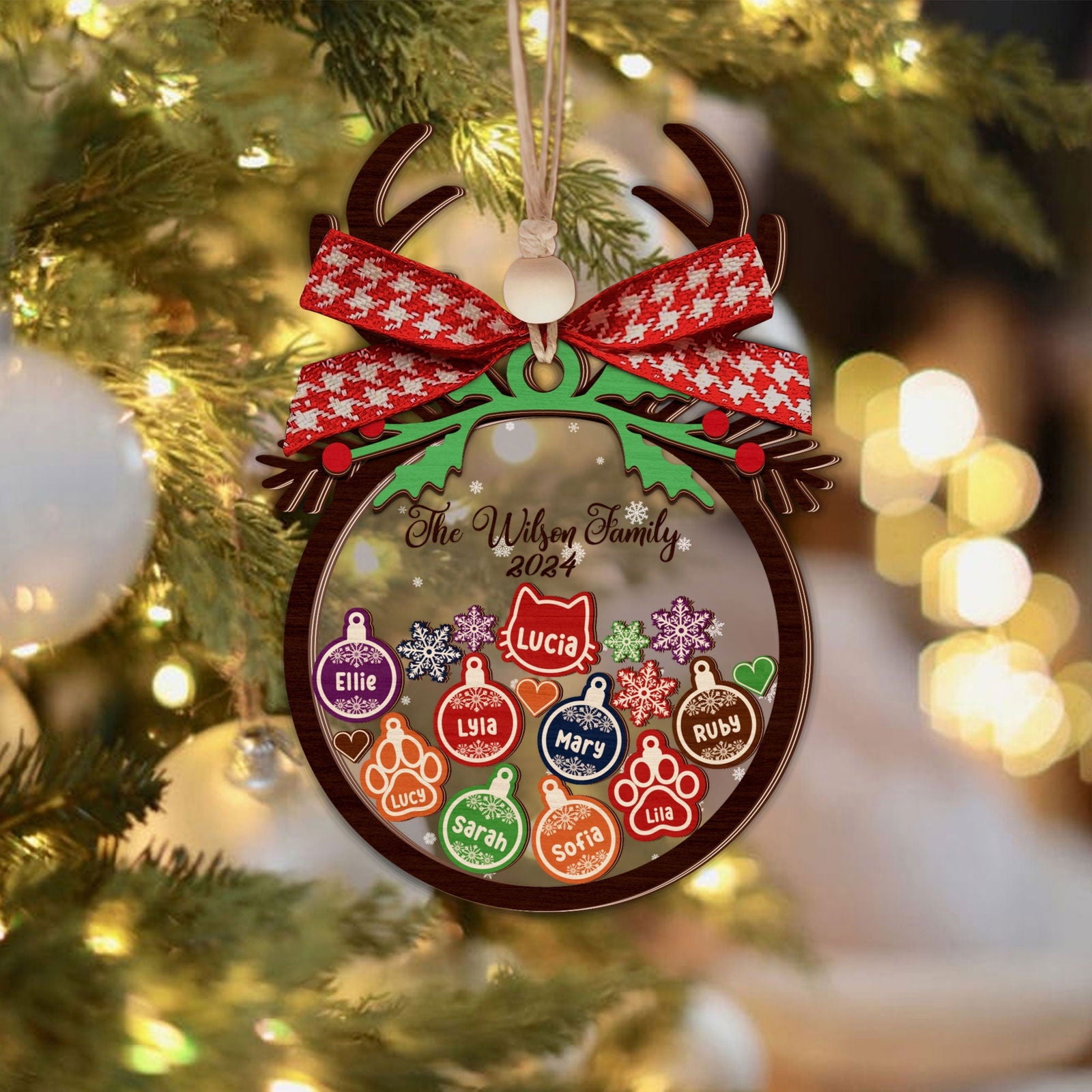 Personalized Family Christmas Shaker Ornament, Ornament 2024, Shaker Ornament CF184 - Kindlytoys
