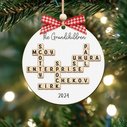 Personalized Family Crossword Puzzle Art 2 Layer Wooden Ornament, The Family Puzzle Crossword Ornament CF590 - Kindlytoys