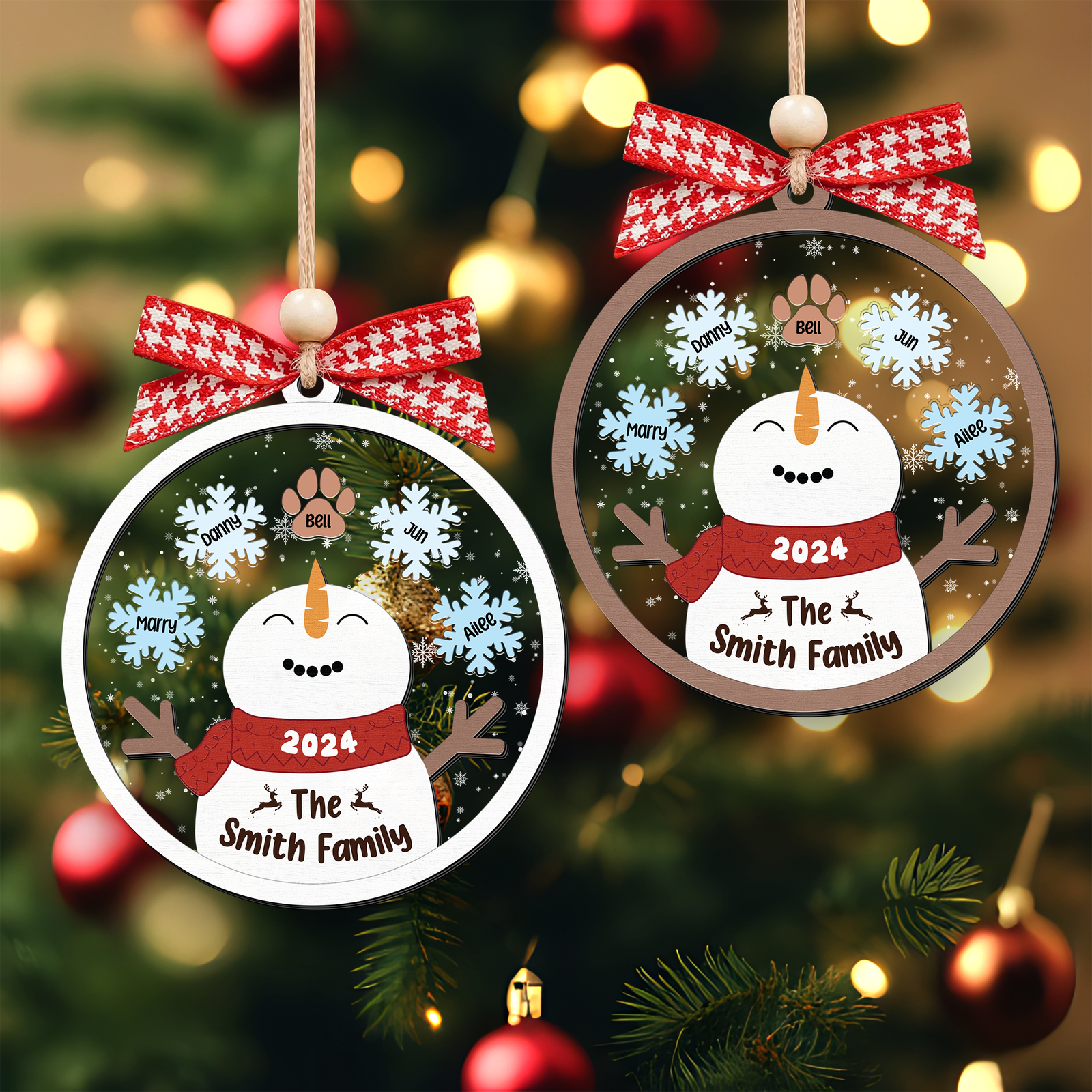 Personalized Family Names Christmas Ornament, Funny Snowman Family Shaker Ornament CF296 - Kindlytoys