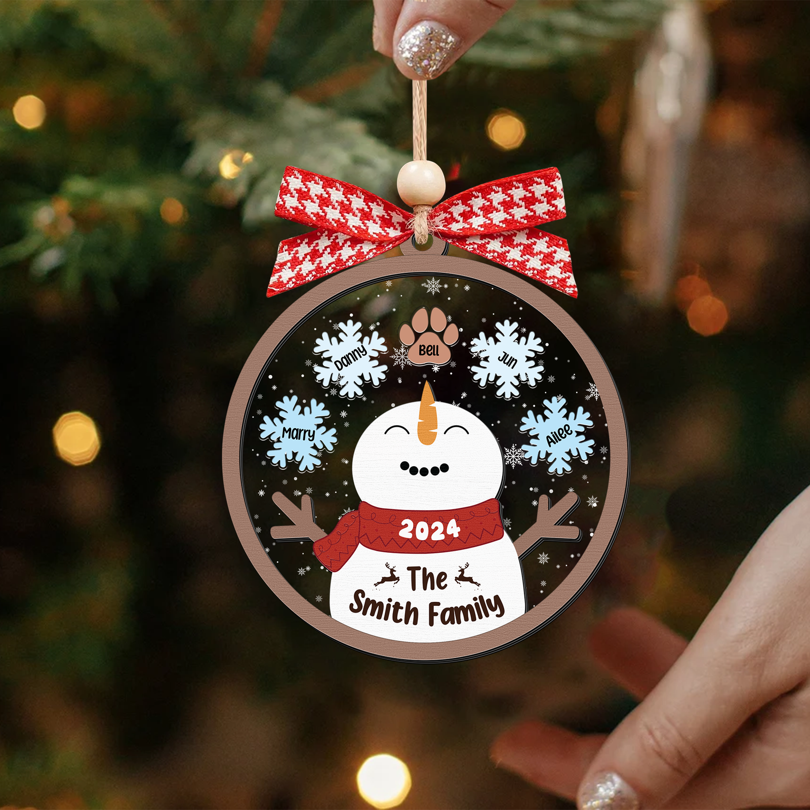 Personalized Family Names Christmas Ornament, Funny Snowman Family Shaker Ornament CF296 - Kindlytoys