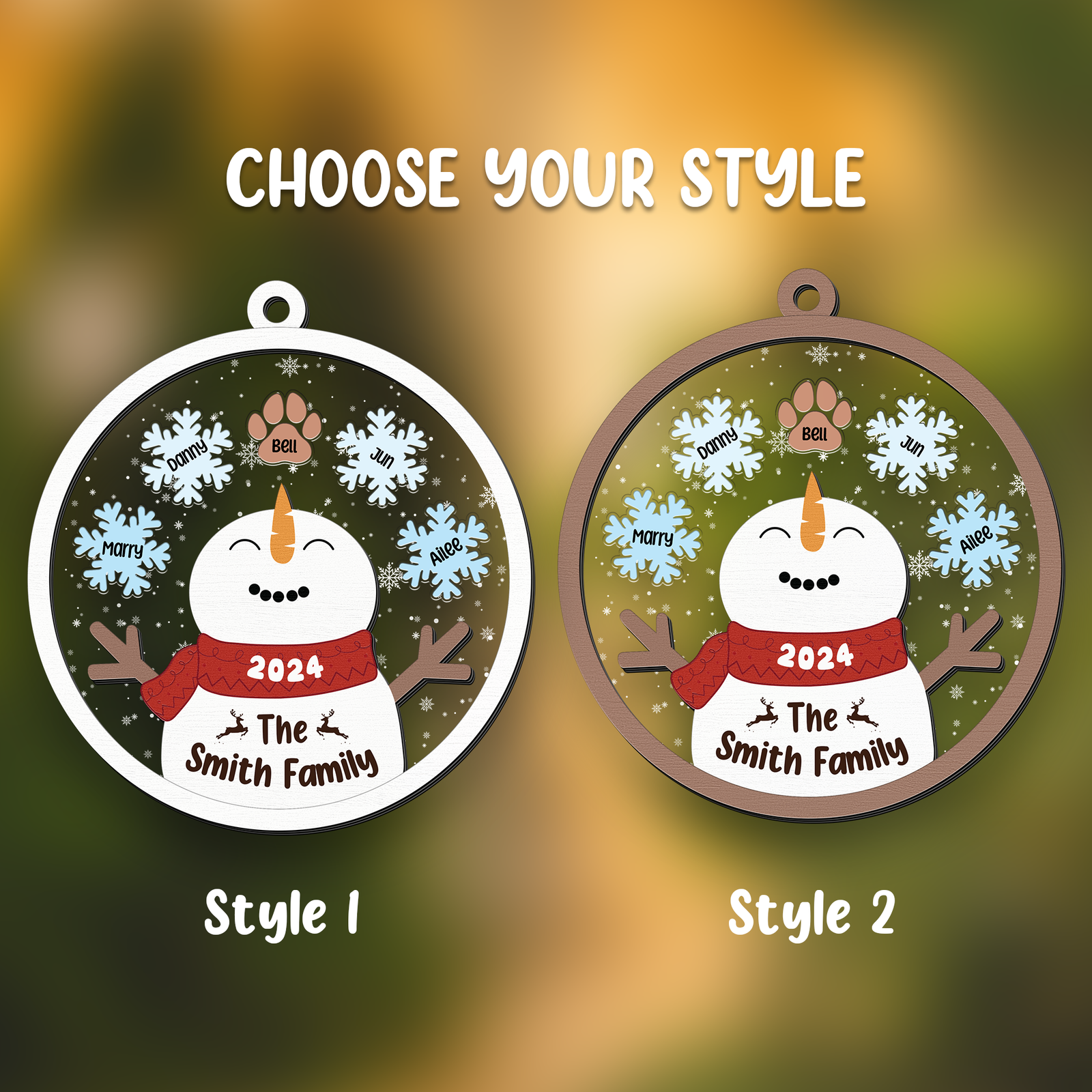 Personalized Family Names Christmas Ornament, Funny Snowman Family Shaker Ornament CF296 - Kindlytoys
