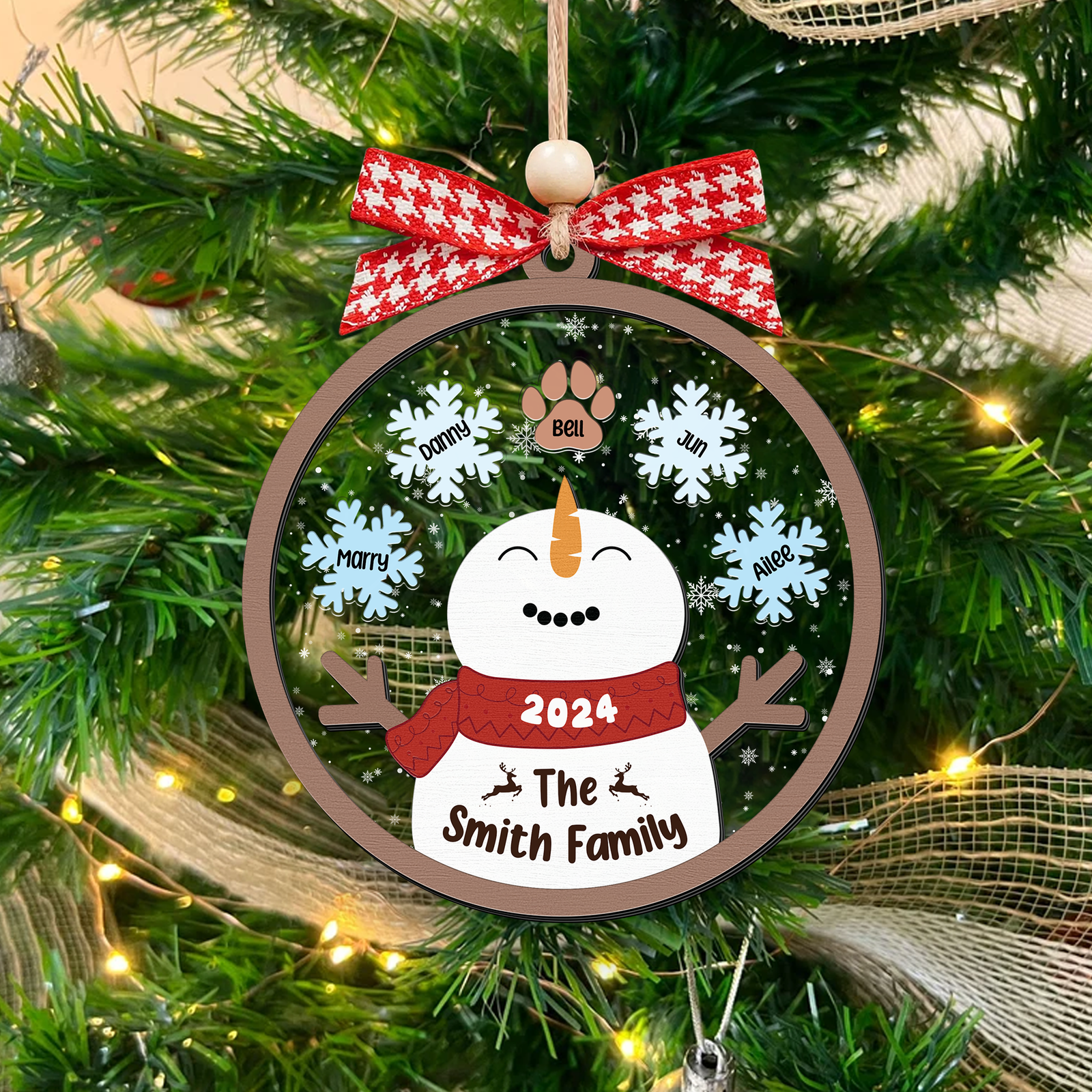 Personalized Family Names Christmas Ornament, Funny Snowman Family Shaker Ornament CF296 - Kindlytoys