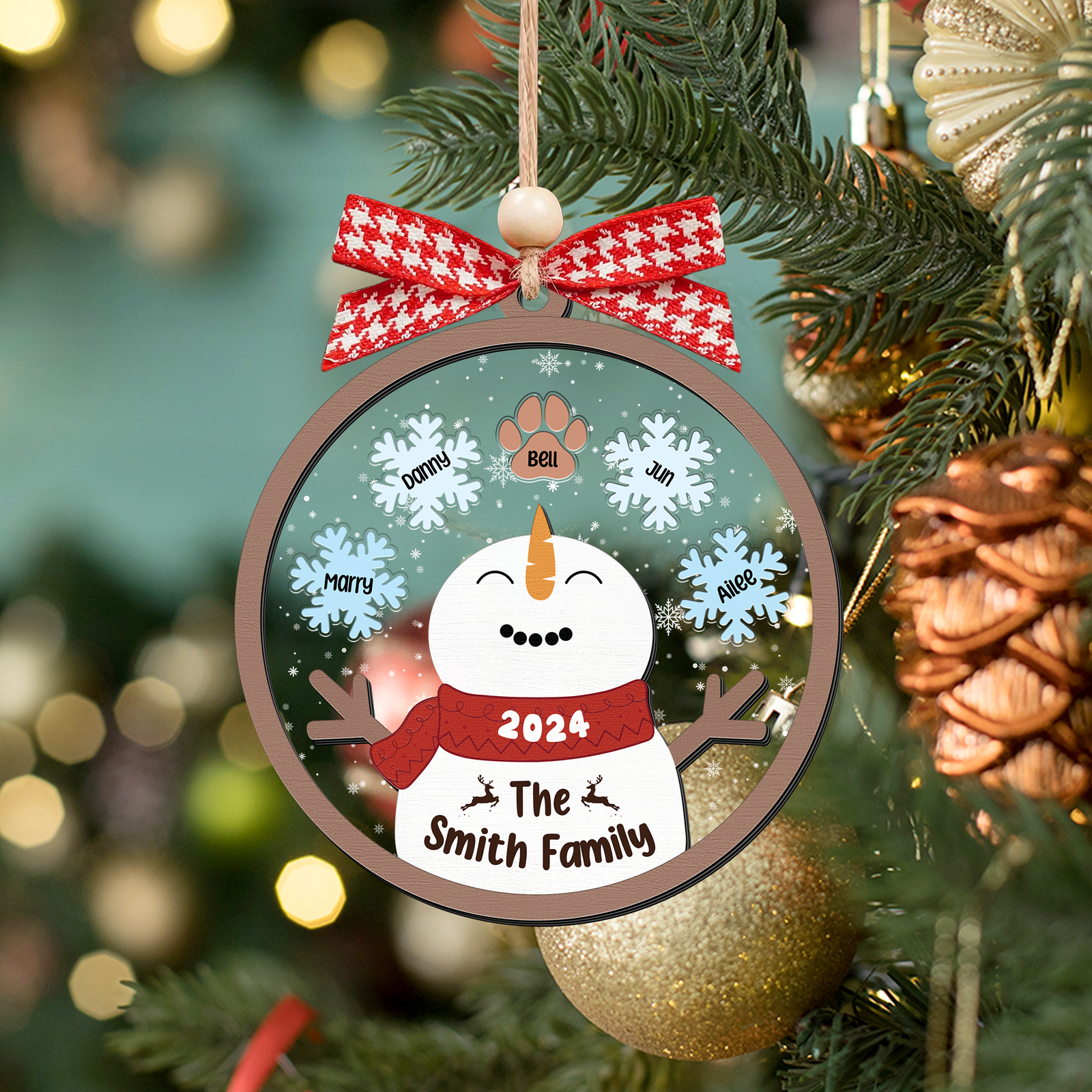 Personalized Family Names Christmas Ornament, Funny Snowman Family Shaker Ornament CF296 - Kindlytoys