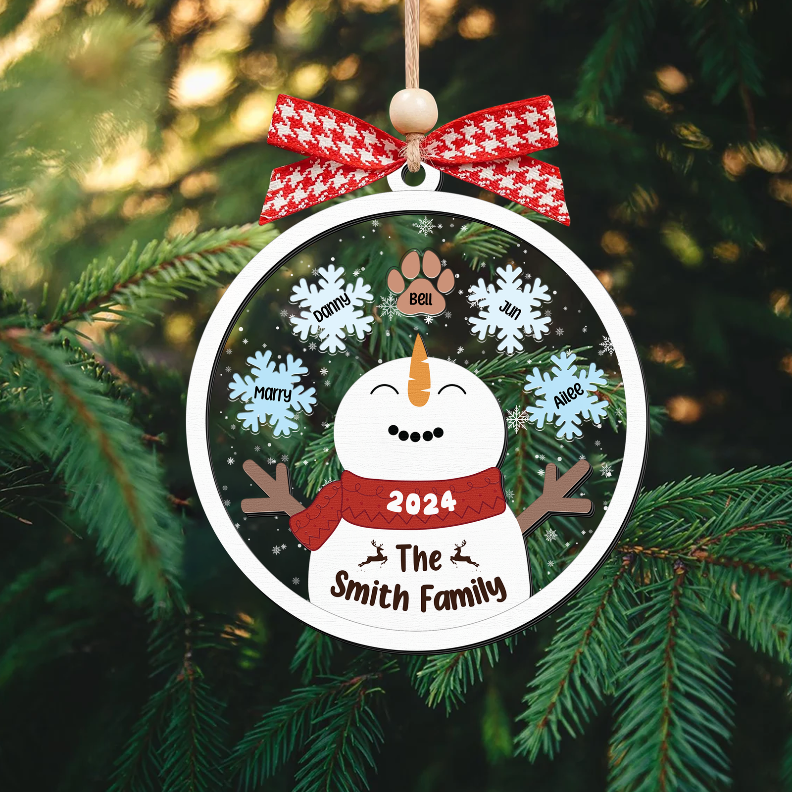Personalized Family Names Christmas Ornament, Funny Snowman Family Shaker Ornament CF296 - Kindlytoys