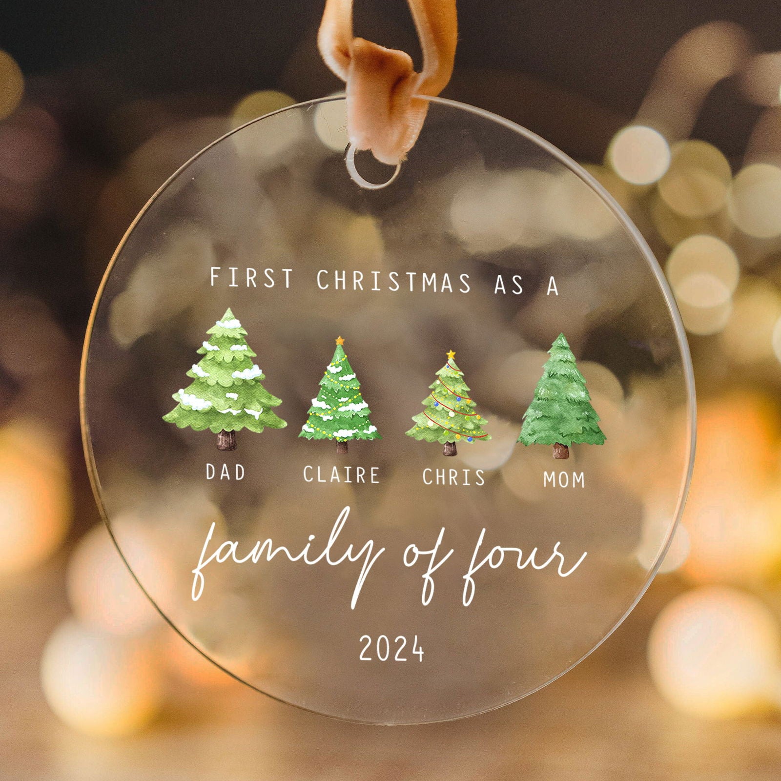 Personalized Family Ornament with Christmas tree, Custom Xmas Tree Ornament AV03-15 - Kindlytoys