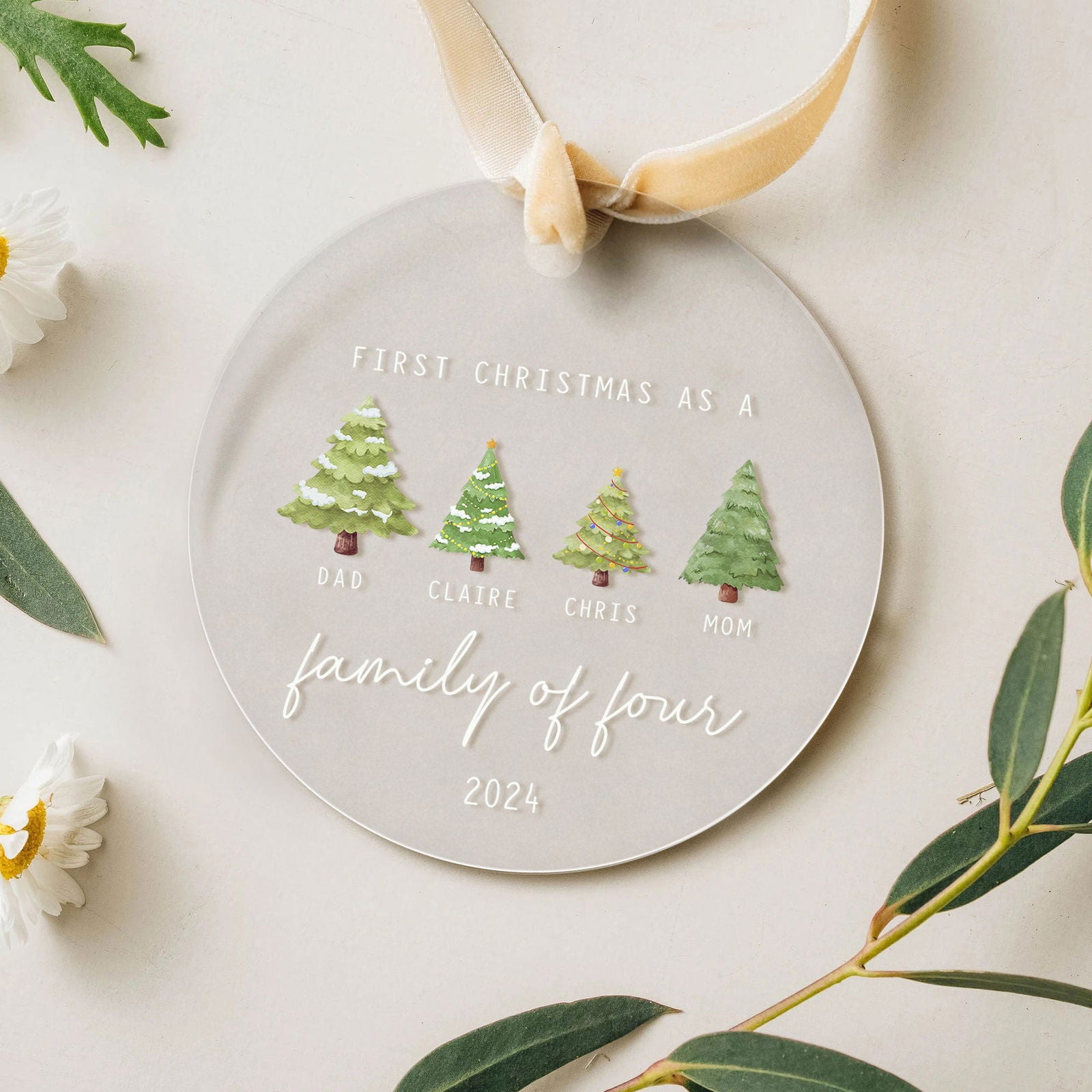 Personalized Family Ornament with Christmas tree, Custom Xmas Tree Ornament AV03-15 - Kindlytoys
