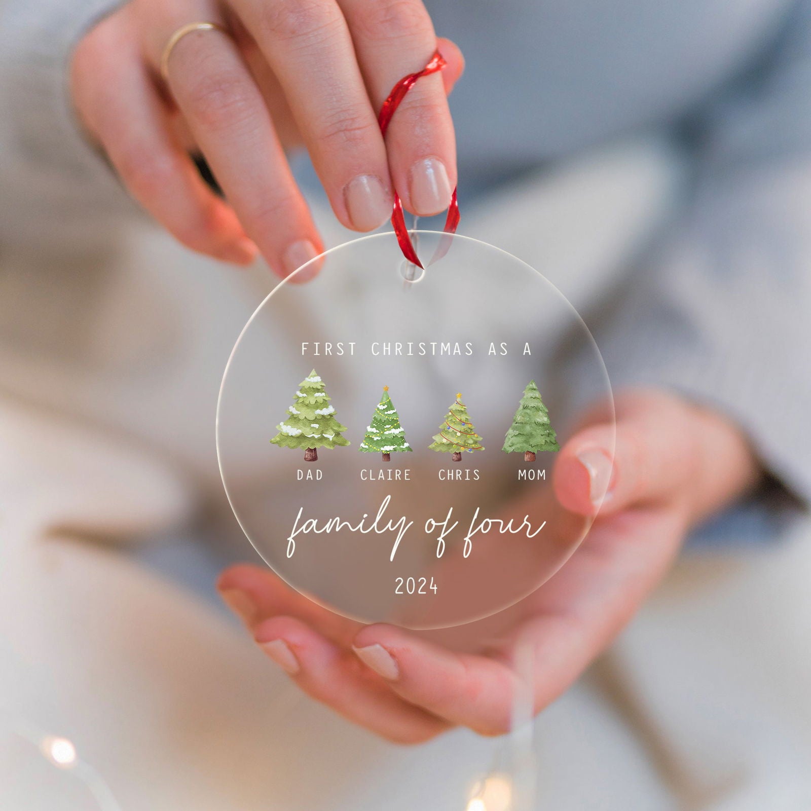 Personalized Family Ornament with Christmas tree, Custom Xmas Tree Ornament AV03-15 - Kindlytoys