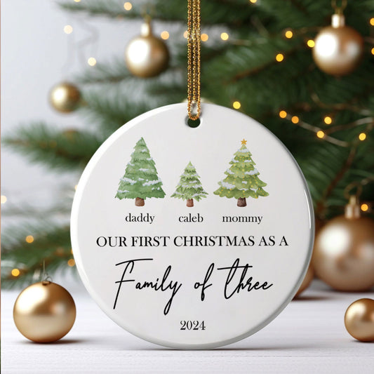 Personalized Family Ornament with Christmas tree, Custom Xmas Tree Ornament CX01-22 - Kindlytoys