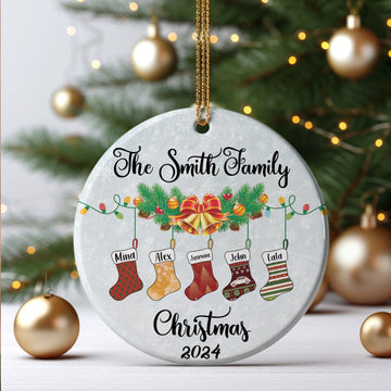 Personalized Family Stocking Ornament With Names and Year, Personalized Family Ornament CX01-29 - Kindlytoys