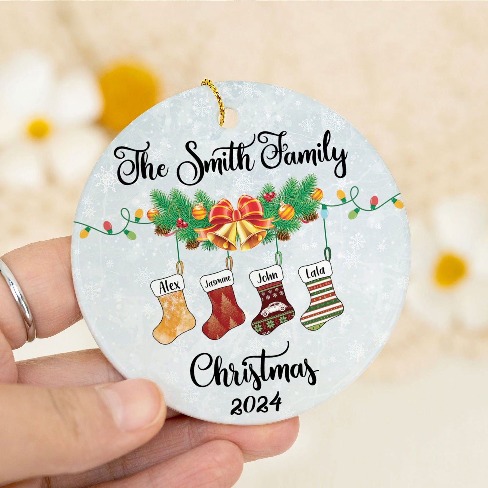 Personalized Family Stocking Ornament With Names and Year, Personalized Family Ornament CX01-29 - Kindlytoys