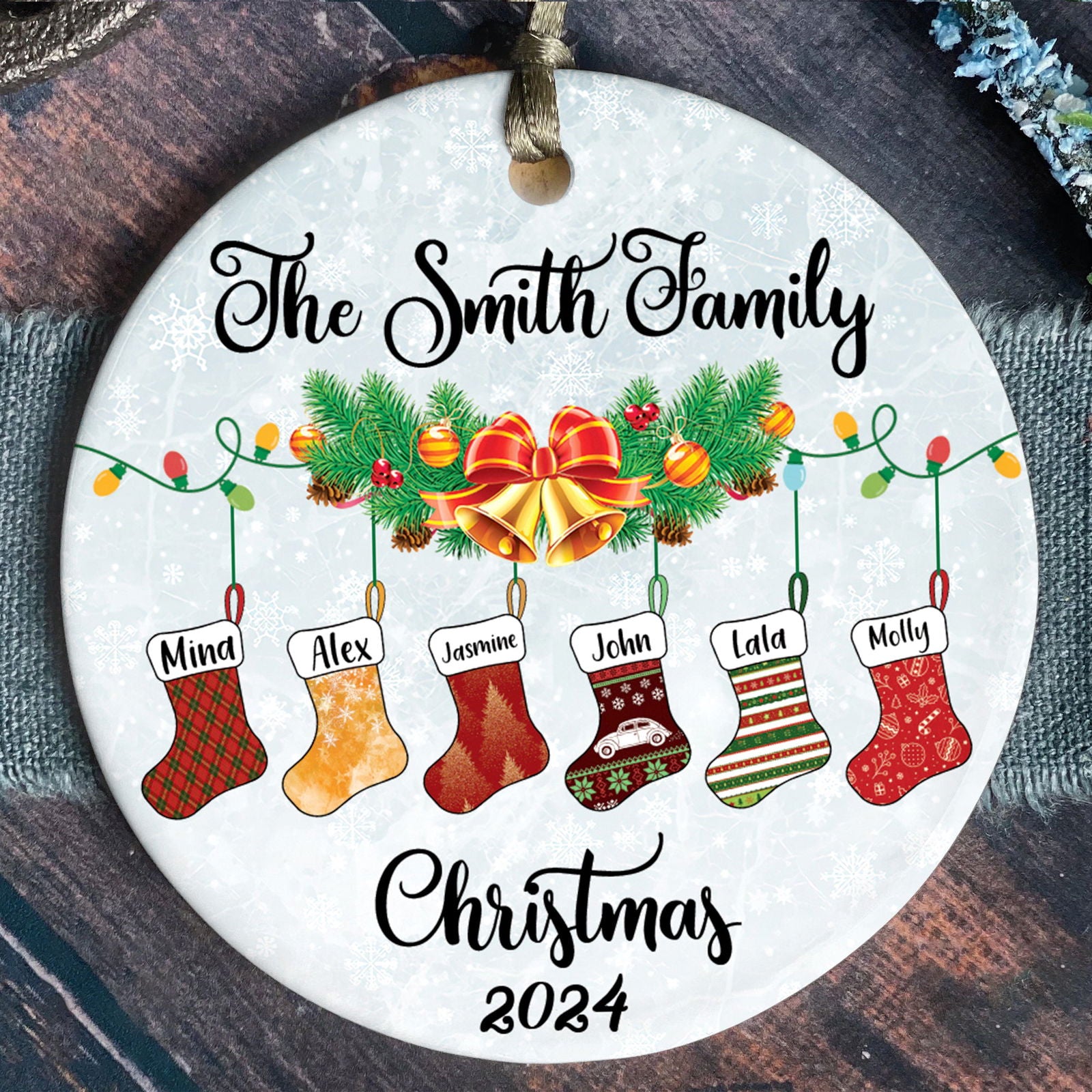 Personalized Family Stocking Ornament With Names and Year, Personalized Family Ornament CX01-29 - Kindlytoys