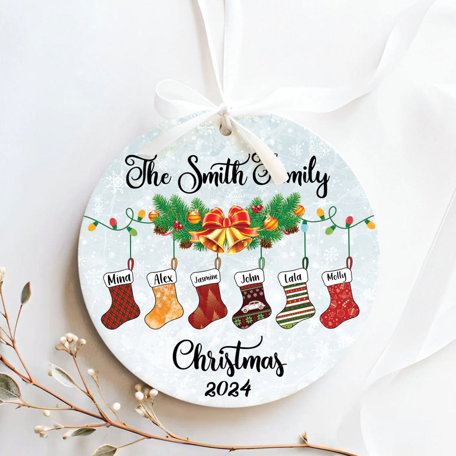 Personalized Family Stocking Ornament With Names and Year, Personalized Family Ornament CX01-29 - Kindlytoys
