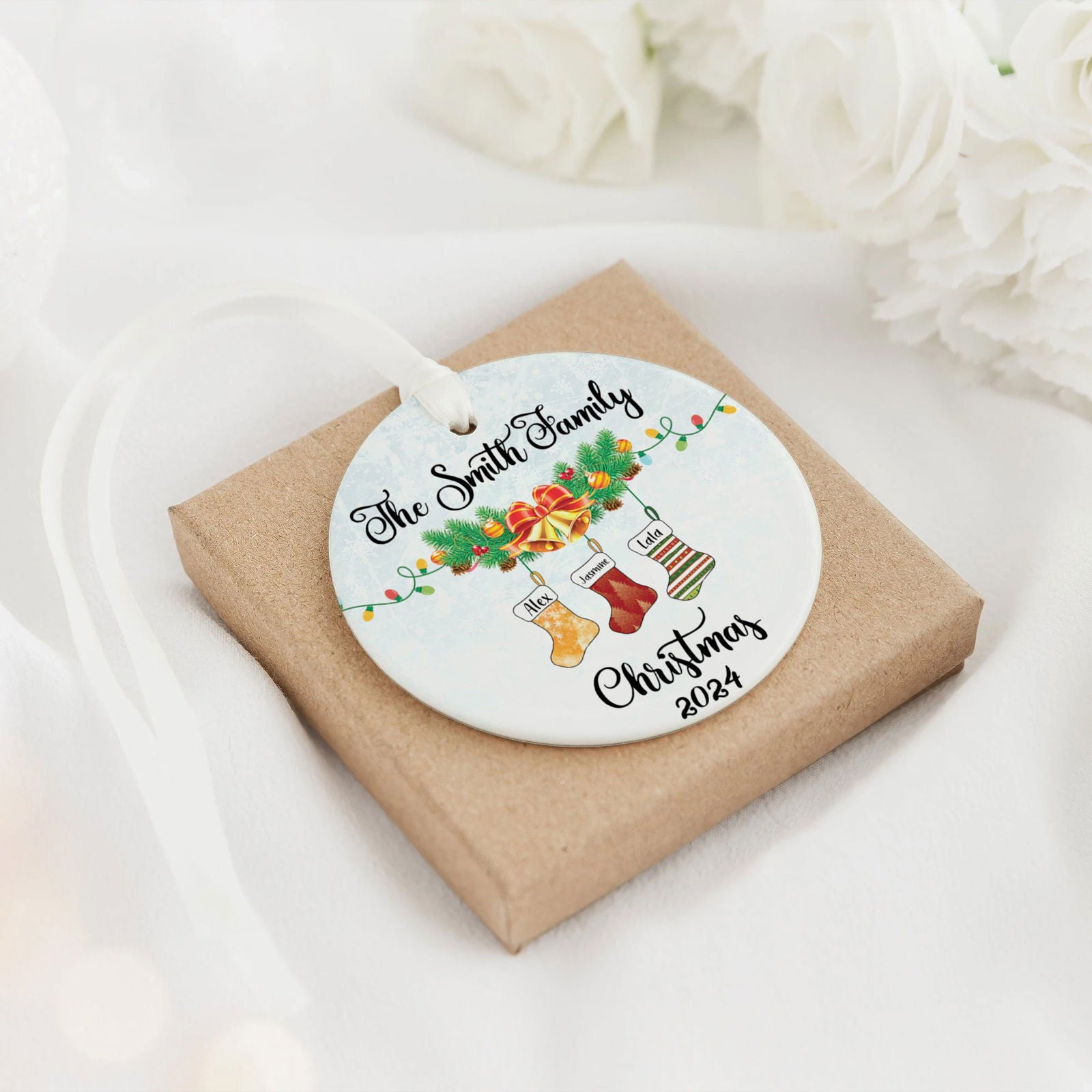 Personalized Family Stocking Ornament With Names and Year, Personalized Family Ornament CX01-29 - Kindlytoys