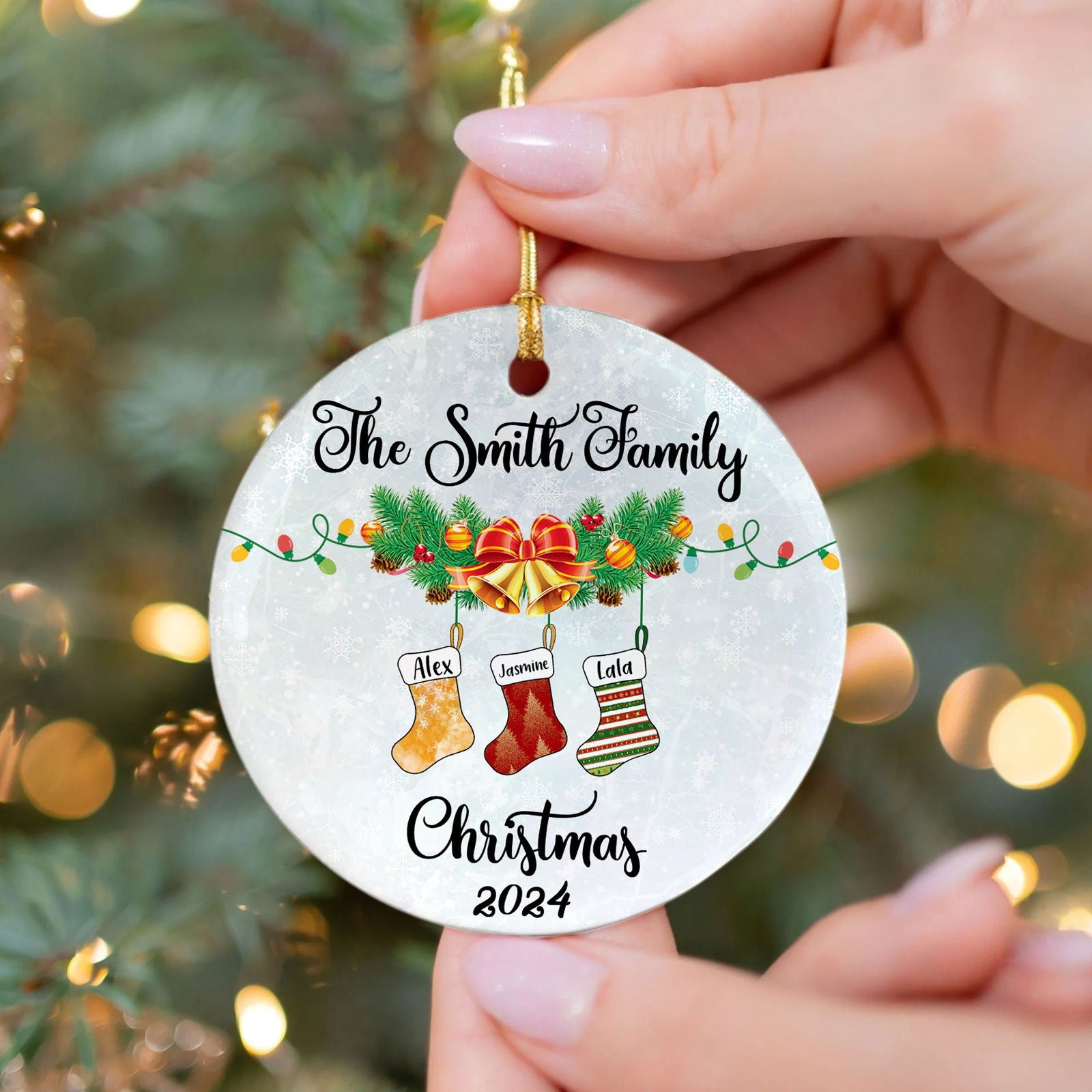 Personalized Family Stocking Ornament With Names and Year, Personalized Family Ornament CX01-29 - Kindlytoys