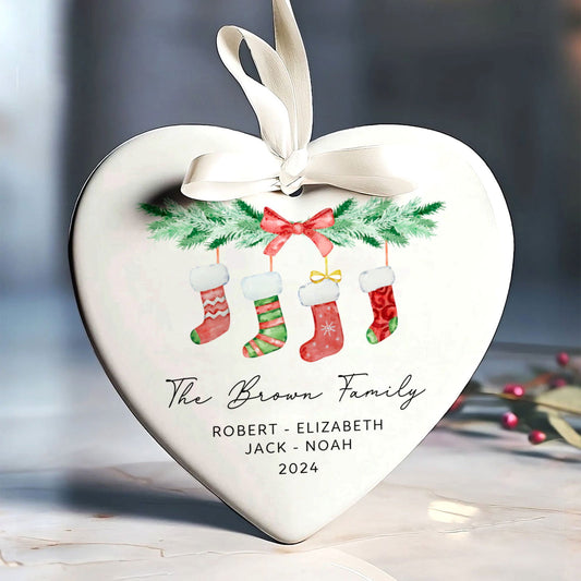 Personalized Family of 4 Ornament, Personalized Heart Shaped Ornament CY02-10 - Kindlytoys