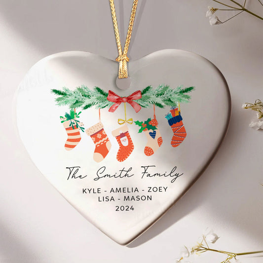 Personalized Family of 4 Ornament, Personalized Heart Shaped Ornament CY02-11 - Kindlytoys