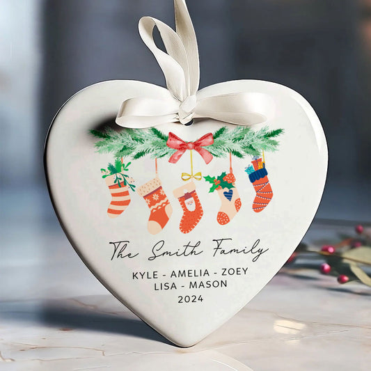 Personalized Family of 4 Ornament, Personalized Heart Shaped Ornament CY02-11 - Kindlytoys