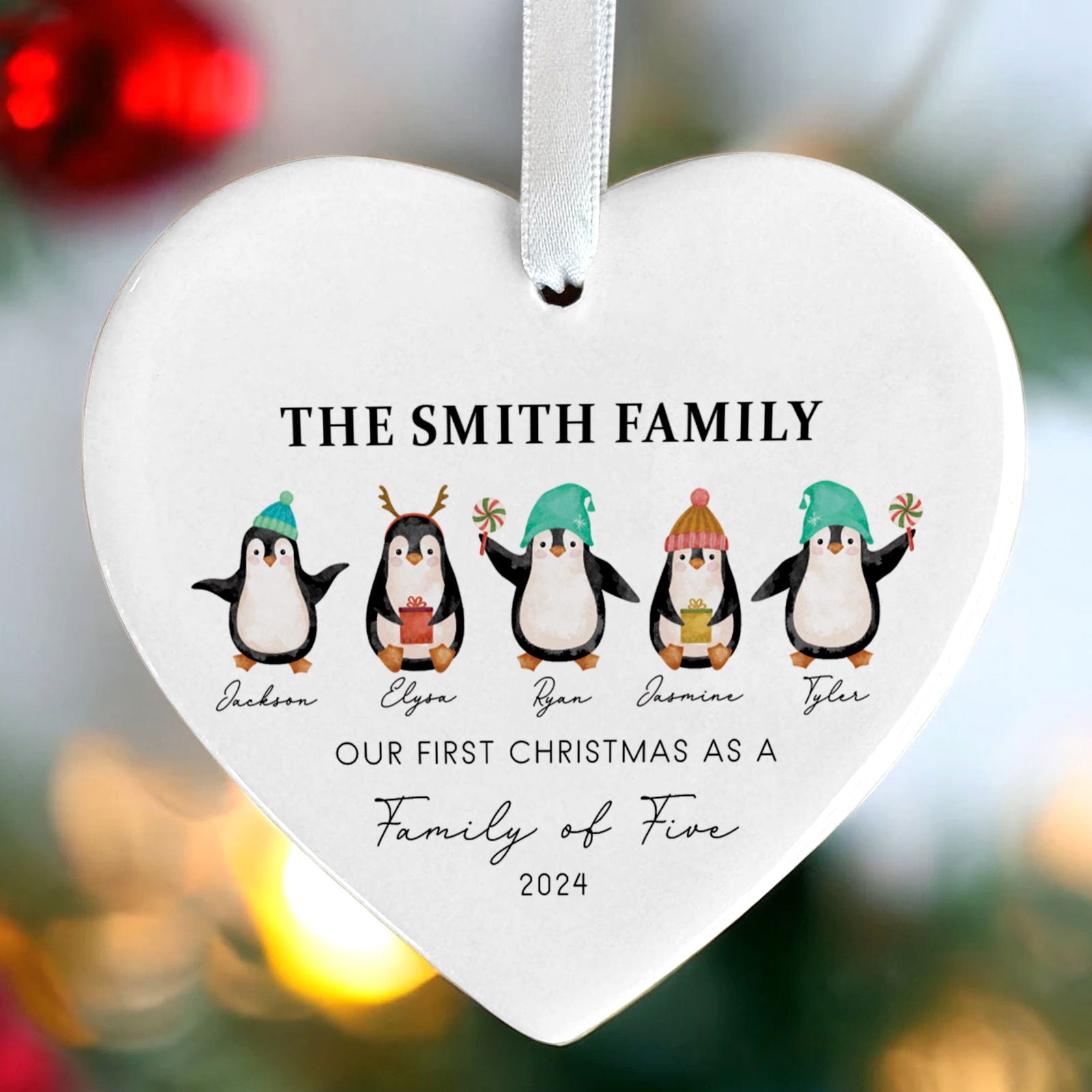Personalized Family of 4 Ornament, Personalized Heart Shaped Ornament CY02-13 - Kindlytoys