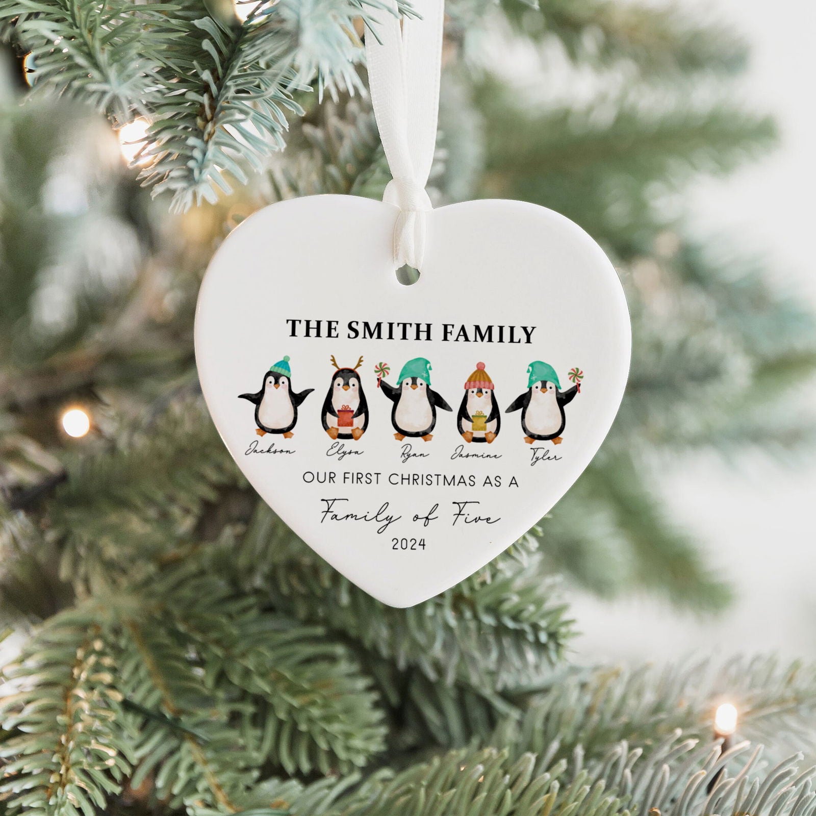 Personalized Family of 4 Ornament, Personalized Heart Shaped Ornament CY02-13 - Kindlytoys