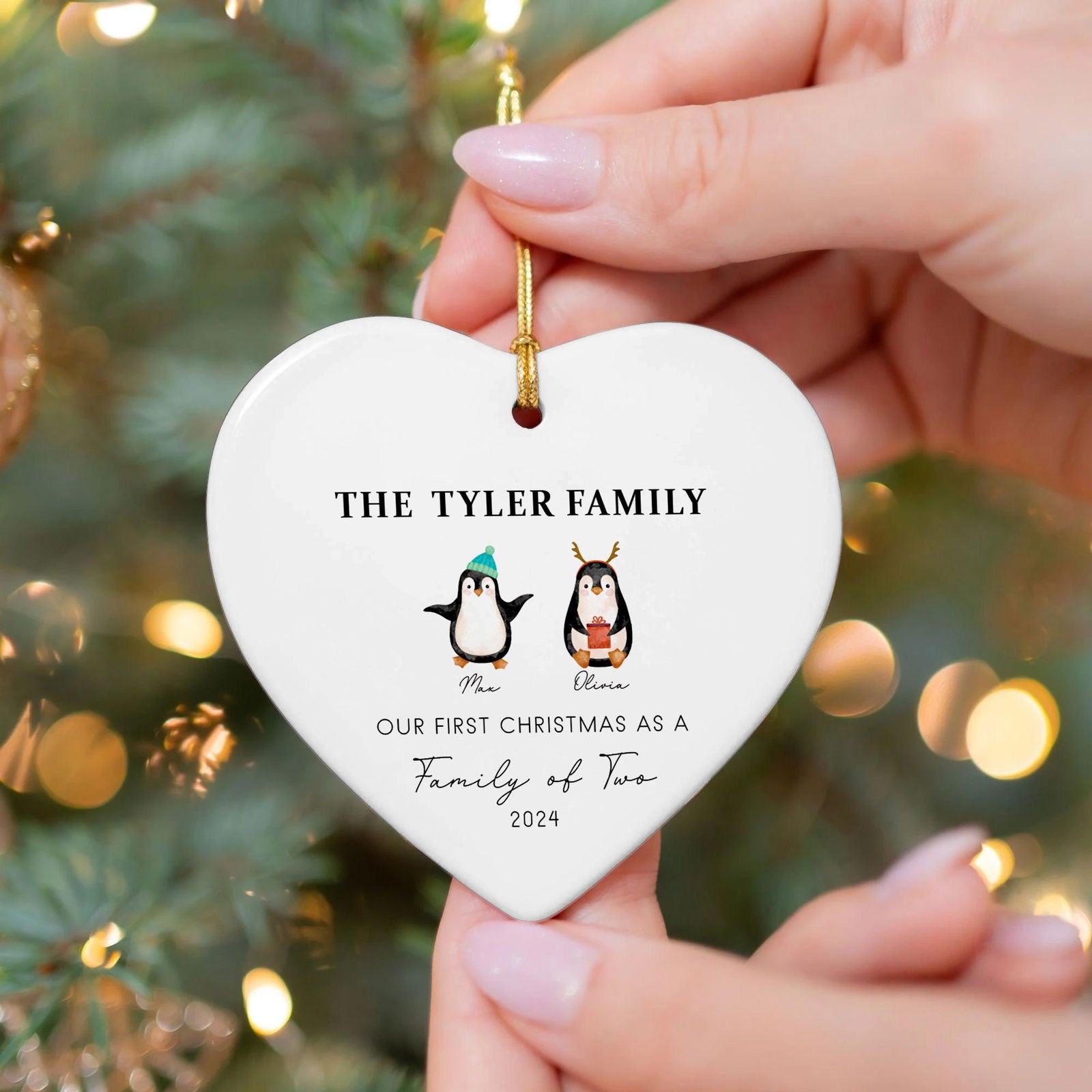 Personalized Family of 4 Ornament, Personalized Heart Shaped Ornament CY02-13 - Kindlytoys