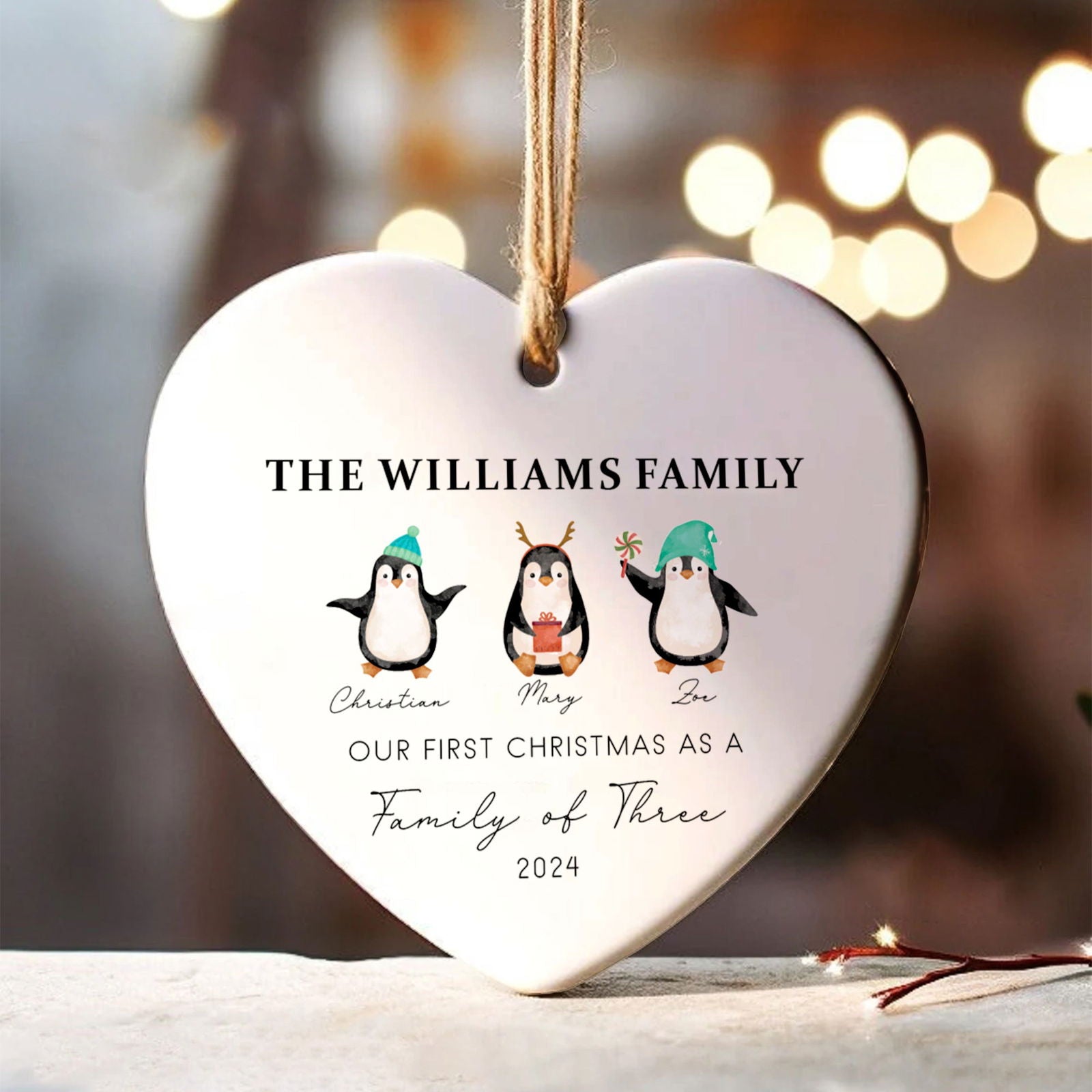 Personalized Family of 4 Ornament, Personalized Heart Shaped Ornament CY02-13 - Kindlytoys