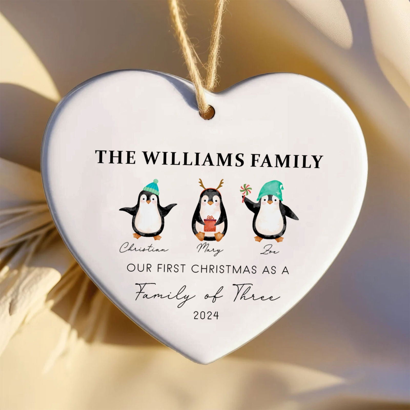 Personalized Family of 4 Ornament, Personalized Heart Shaped Ornament CY02-13 - Kindlytoys