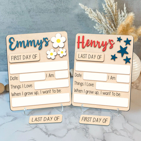 Personalized First/Last Day of School Sign Interchangeable Names SS14 - Kindlytoys