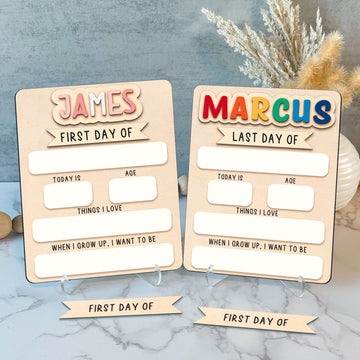Personalized First/Last Day of School Sign Interchangeable Names SS54 - Kindlytoys