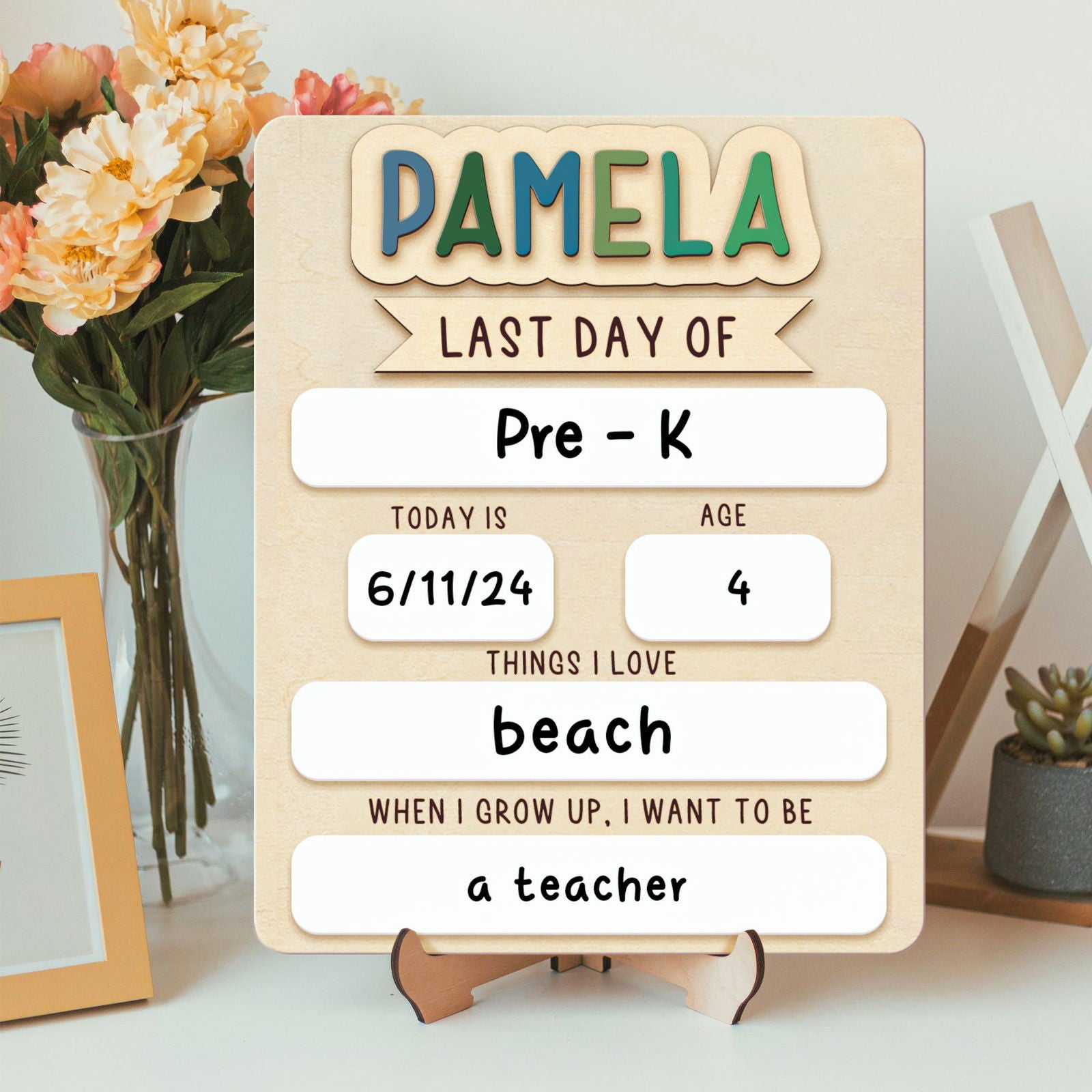 Personalized First/Last Day of School Sign Interchangeable Names SS54 - Kindlytoys