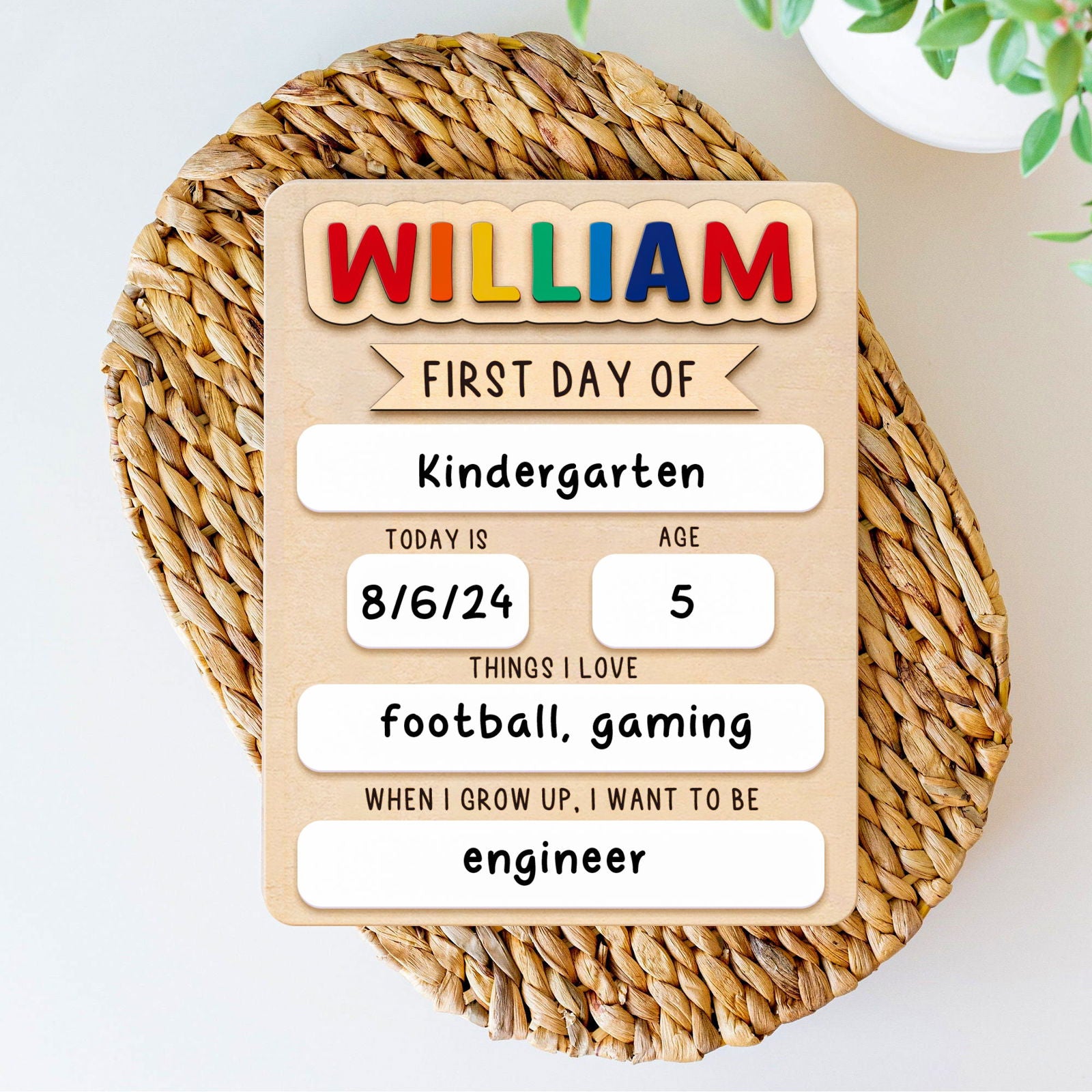 Personalized First/Last Day of School Sign Interchangeable Names SS54 - Kindlytoys