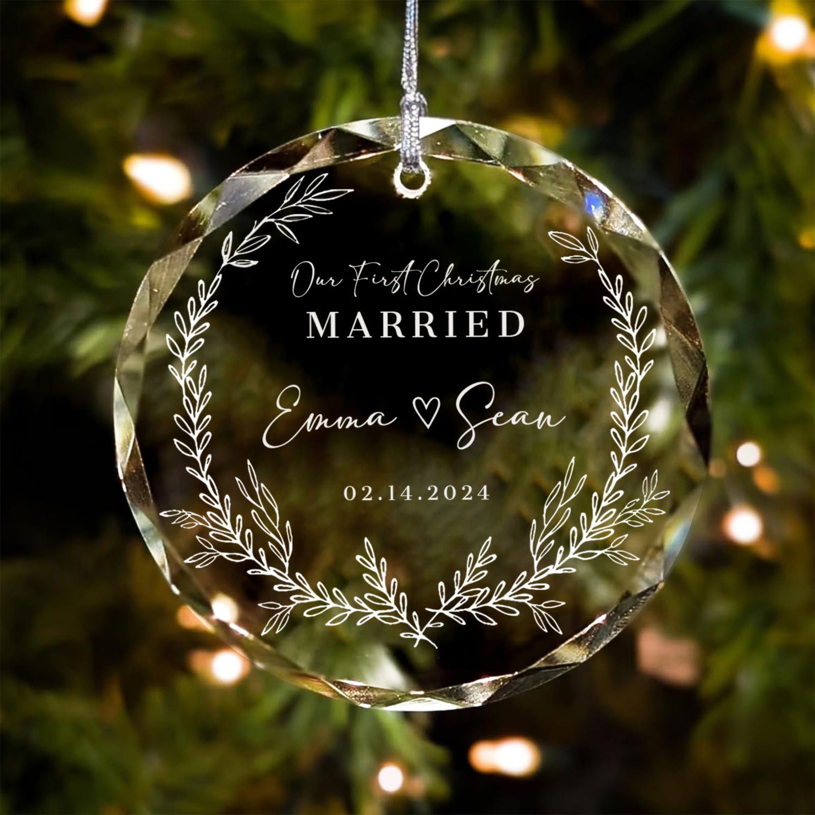 Personalized First Christmas Married Glass Ornament, Our First Christmas Married as Mr and Mrs Ornament, Wedding Glass GX05-14 - Kindlytoys