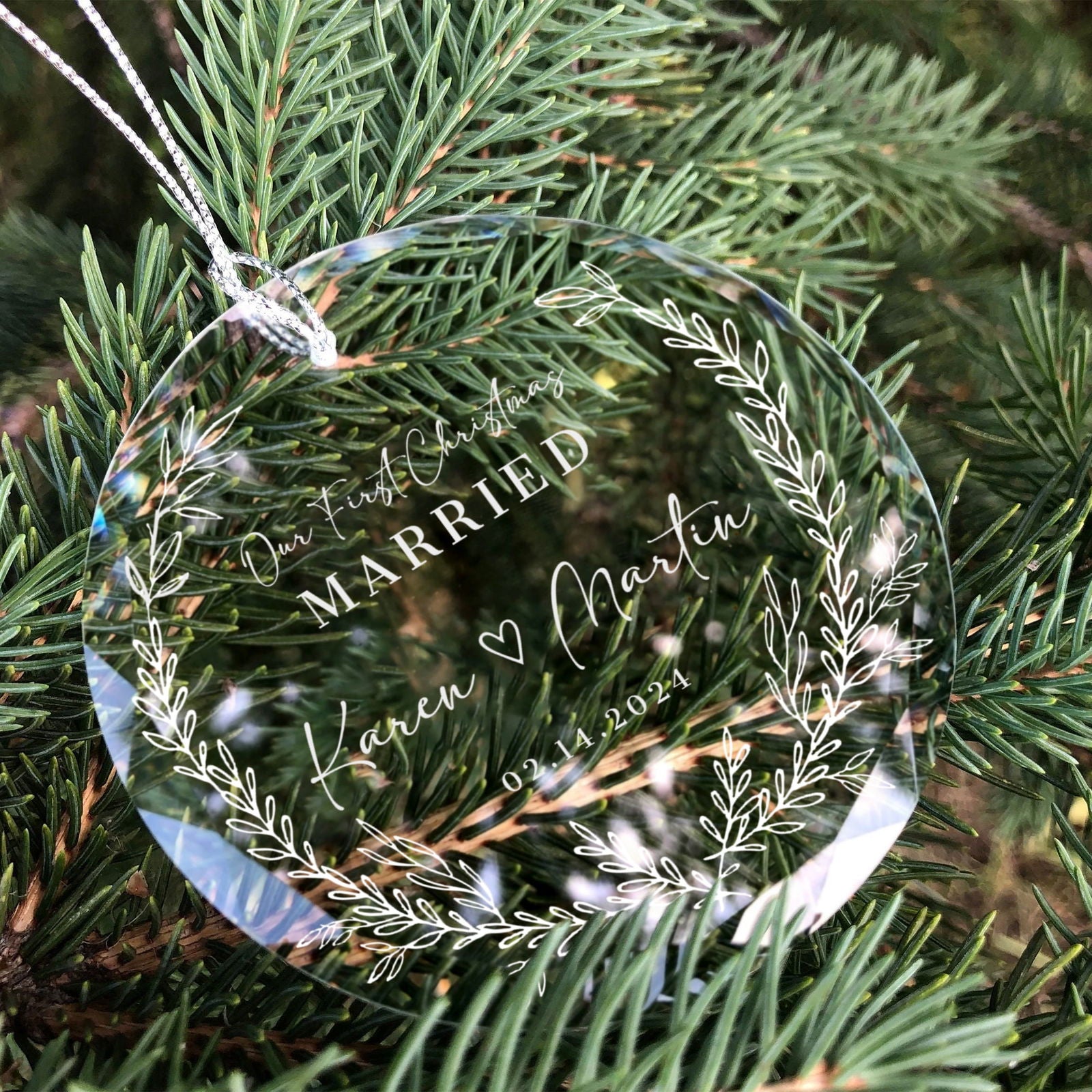 Personalized First Christmas Married Glass Ornament, Our First Christmas Married as Mr and Mrs Ornament, Wedding Glass GX05-14 - Kindlytoys