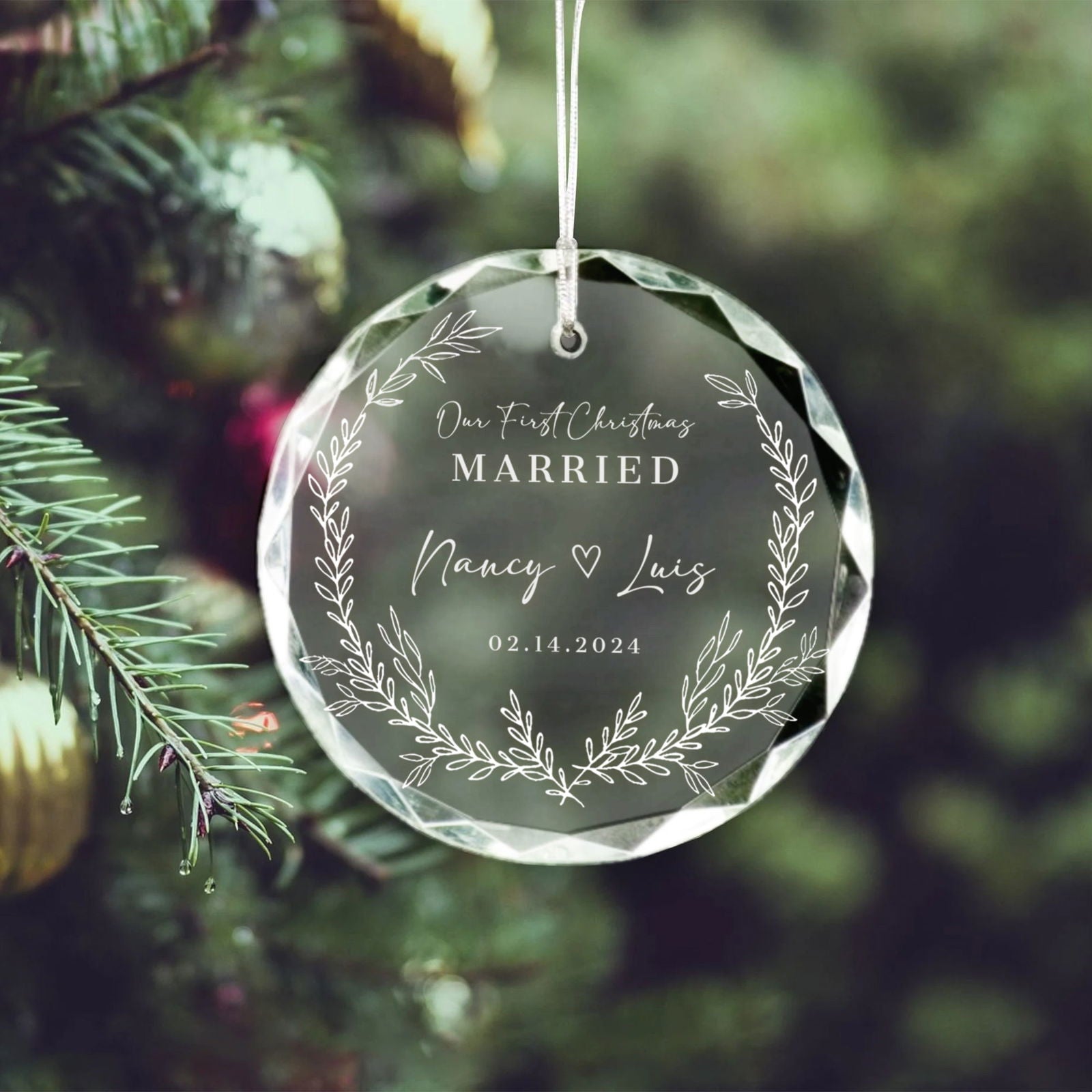 Personalized First Christmas Married Glass Ornament, Our First Christmas Married as Mr and Mrs Ornament, Wedding Glass GX05-14 - Kindlytoys
