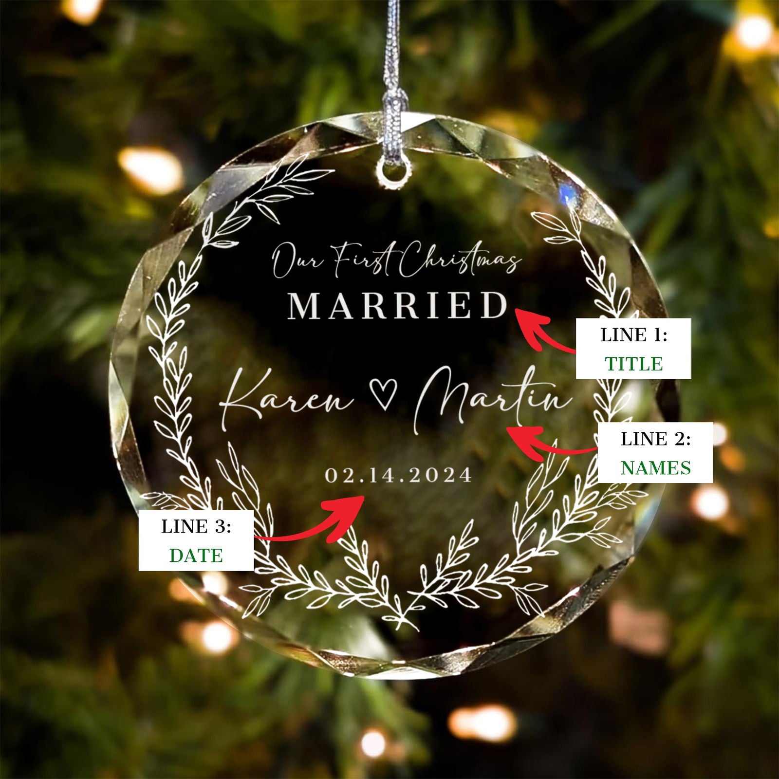 Personalized First Christmas Married Glass Ornament, Our First Christmas Married as Mr and Mrs Ornament, Wedding Glass GX05-14 - Kindlytoys