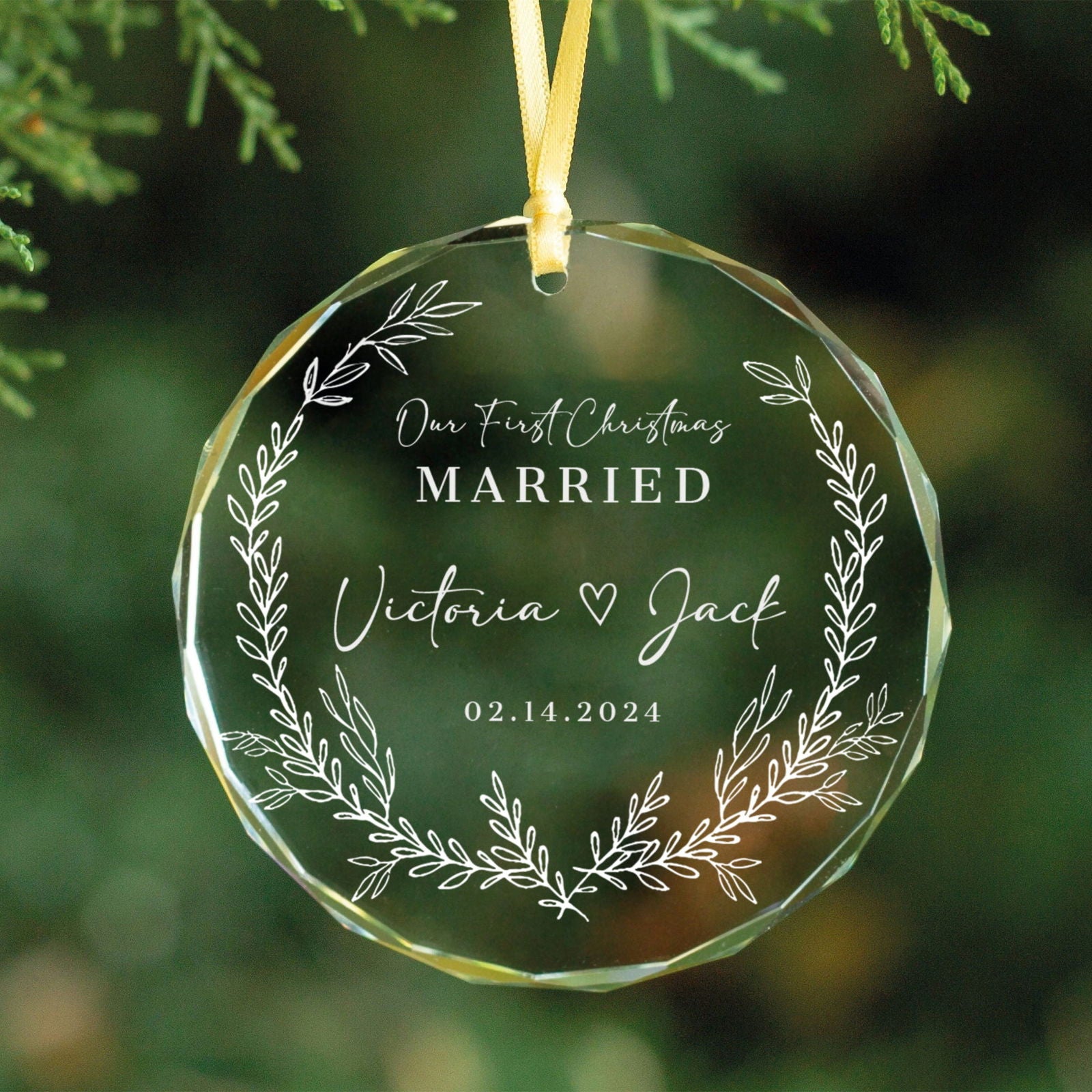 Personalized First Christmas Married Glass Ornament, Our First Christmas Married as Mr and Mrs Ornament, Wedding Glass GX05-14 - Kindlytoys