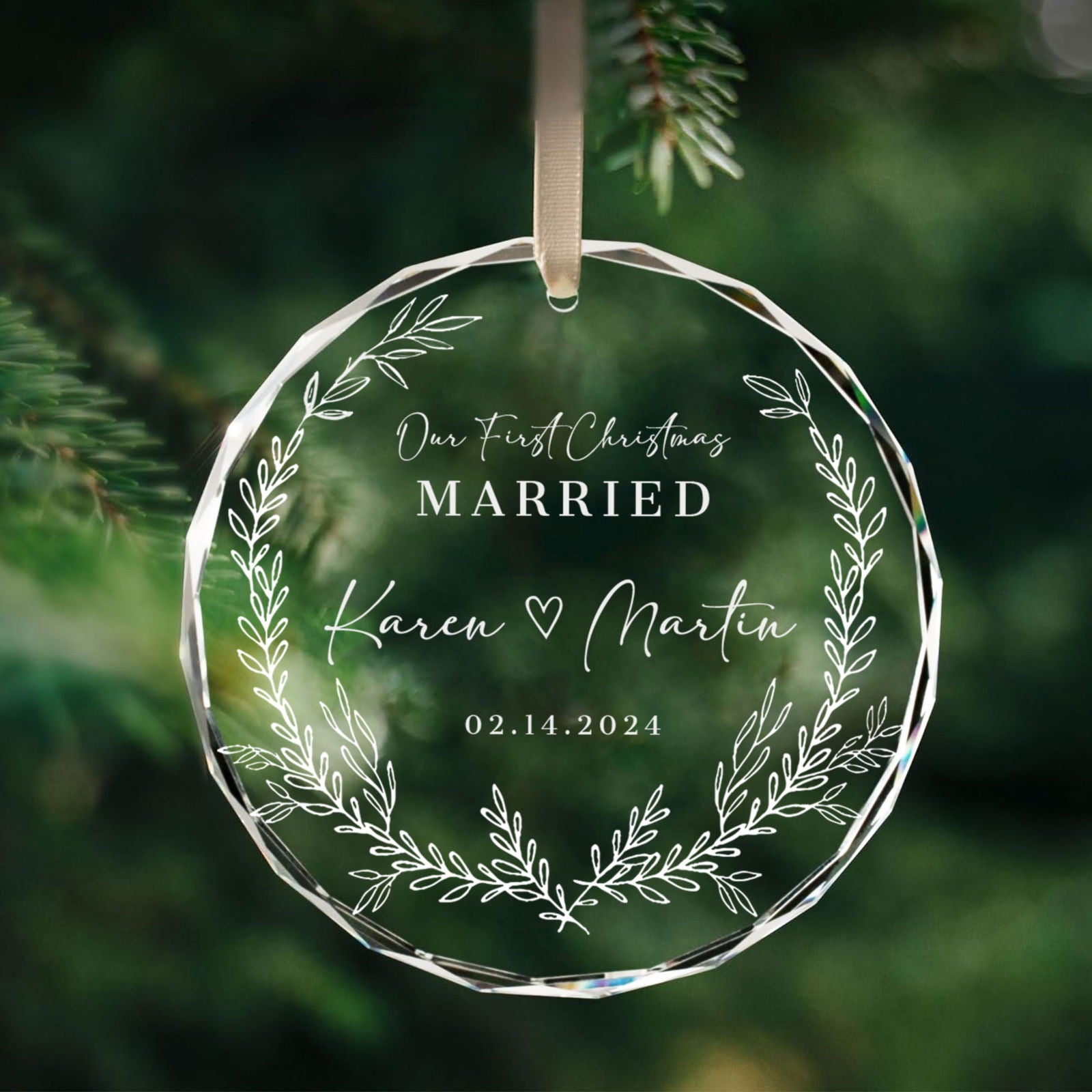 Personalized First Christmas Married Glass Ornament, Our First Christmas Married as Mr and Mrs Ornament, Wedding Glass GX05-14 - Kindlytoys