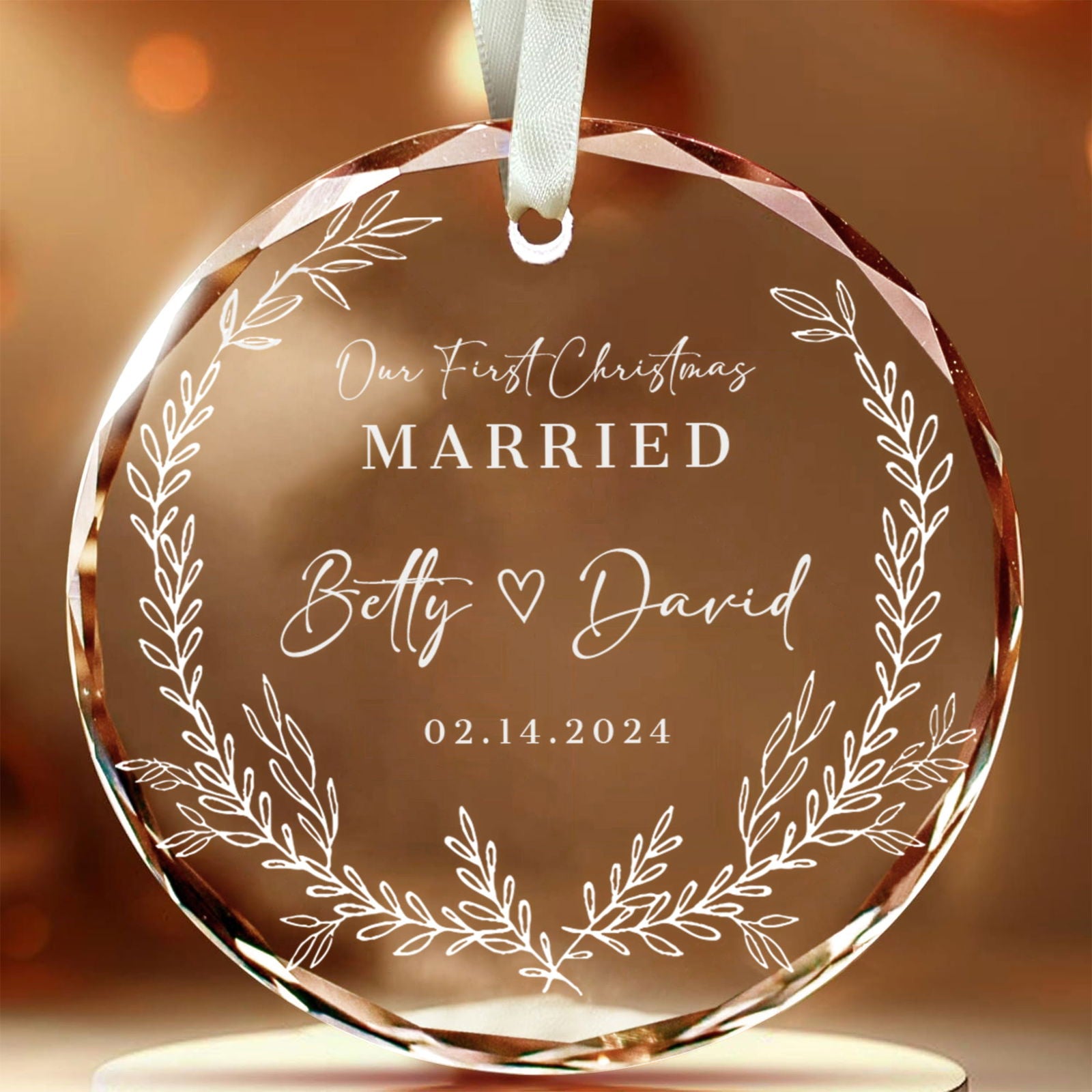 Personalized First Christmas Married Glass Ornament, Our First Christmas Married as Mr and Mrs Ornament, Wedding Glass GX05-14 - Kindlytoys