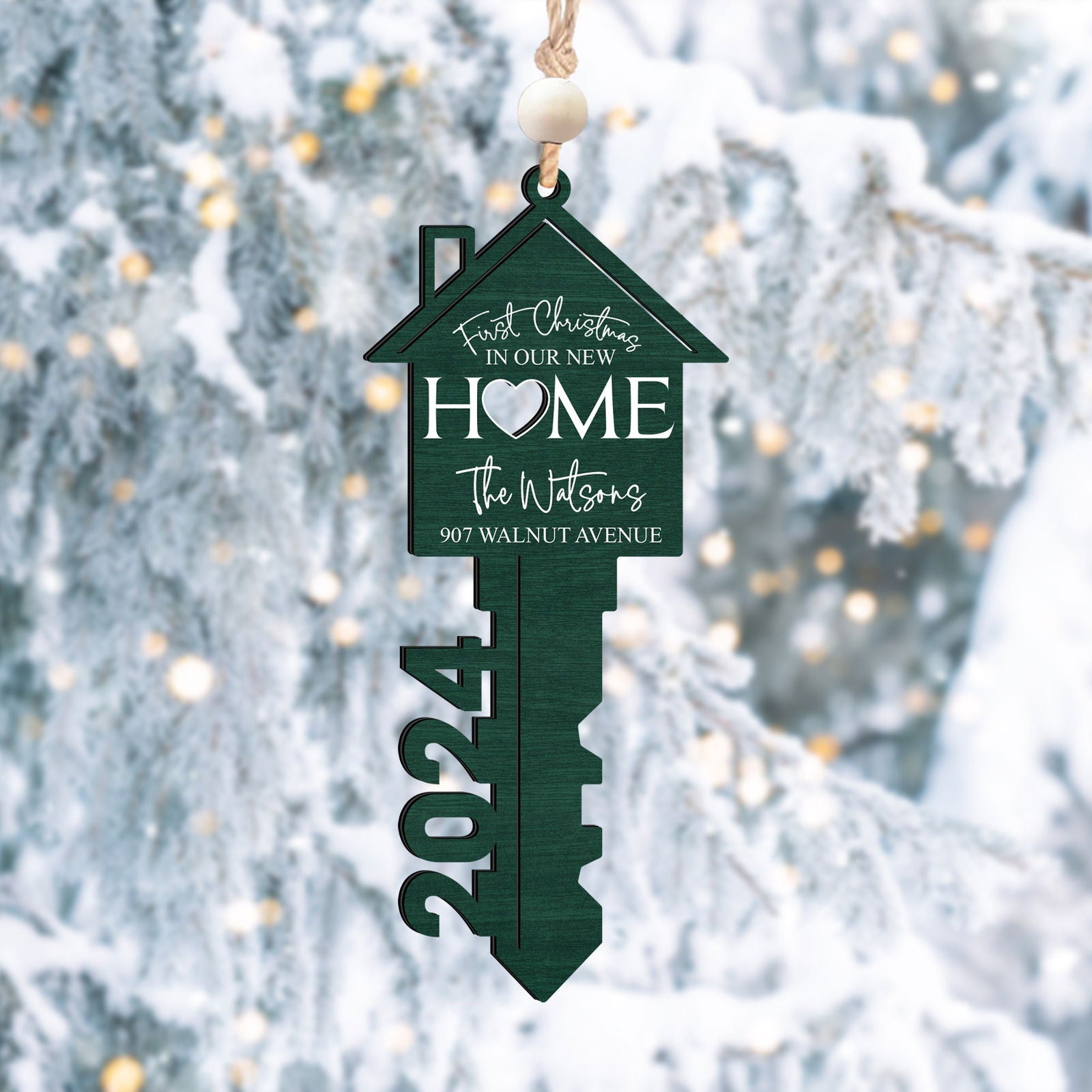 Personalized First Christmas Wood Key New Home Ornament, Christmas Ornament CF200 - Kindlytoys
