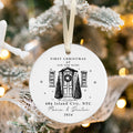 Personalized First Christmas in New Home Ornament - Custom Ceramic Keepsake with Names, Address, and Year - 3x3 Inches Holiday Decor Gift CX02-1 - Kindlytoys