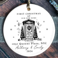 Personalized First Christmas in New Home Ornament - Custom Ceramic Keepsake with Names, Address, and Year - 3x3 Inches Holiday Decor Gift CX02-4 - Kindlytoys