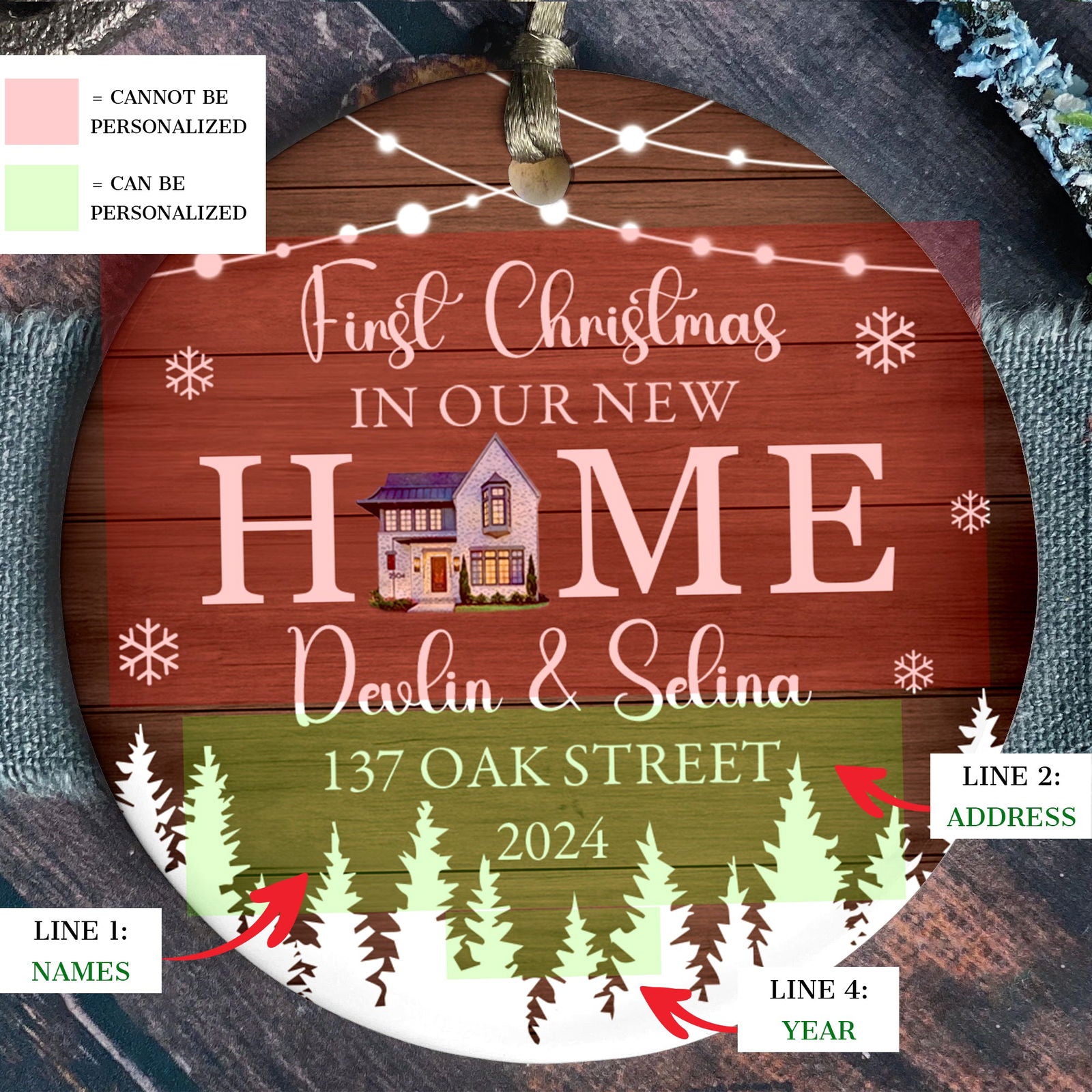 Personalized First Christmas in Our New Home Ornament, Custom House Address Christmas Ornament, Personalized New Home Ornament,  Couples New Home Ornament, Housewarming Gifts for New House Ornament CX01-13 - Kindlytoys