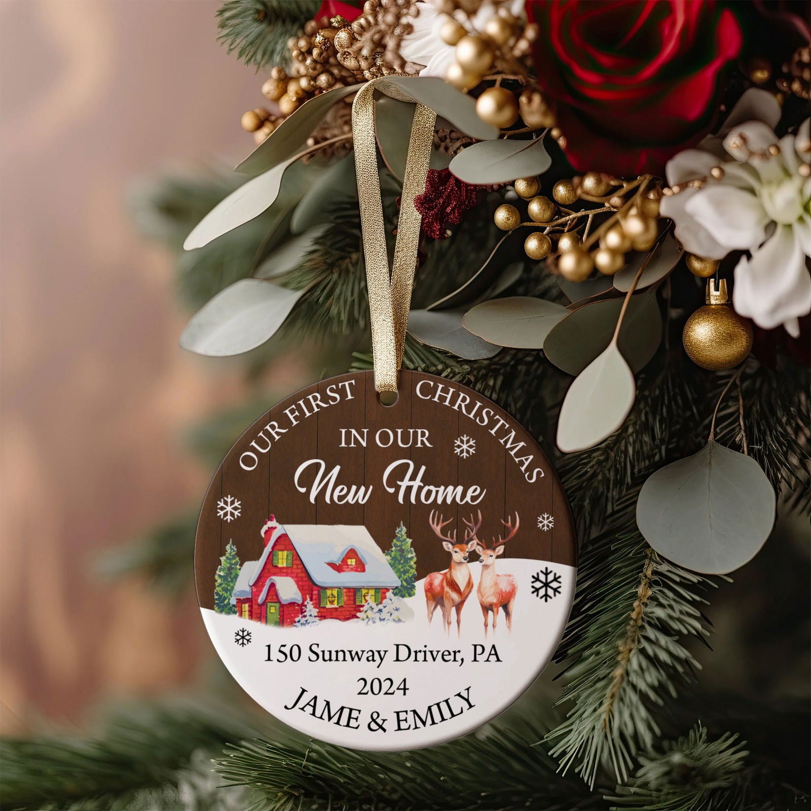 Personalized First Christmas in Our New Home Ornament, Custom New House Gift Ideas, Couples New Home Ornament, Custom House Address Christmas Ornament, Housewarming Gifts CX01-17 - Kindlytoys