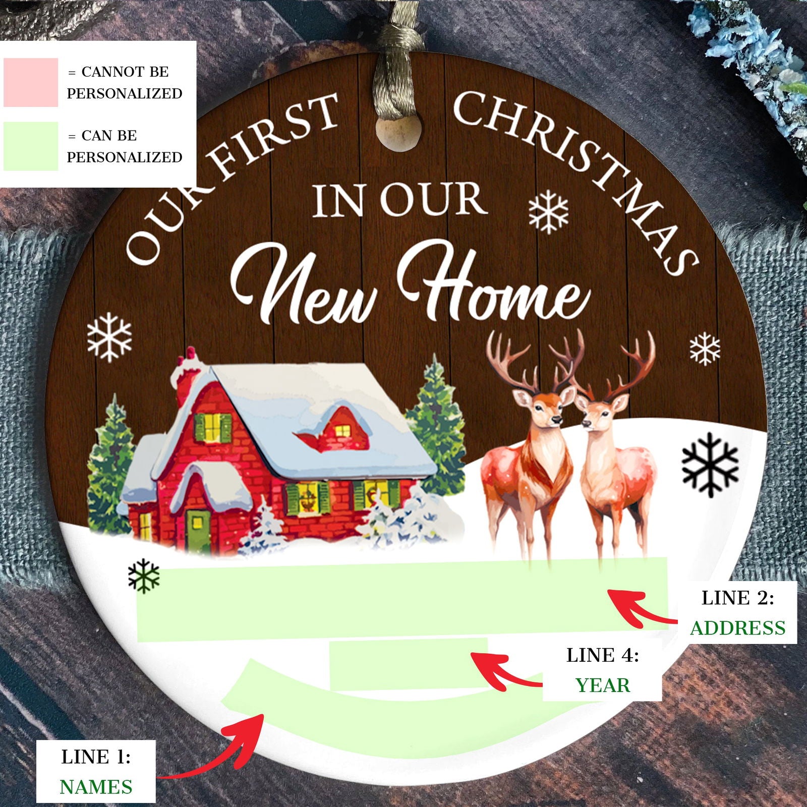 Personalized First Christmas in Our New Home Ornament, Custom New House Gift Ideas, Couples New Home Ornament, Custom House Address Christmas Ornament, Housewarming Gifts CX01-17 - Kindlytoys