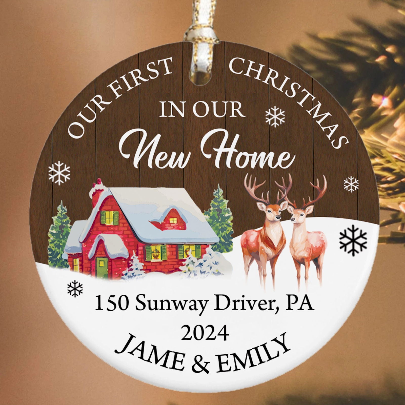 Personalized First Christmas in Our New Home Ornament, Custom New House Gift Ideas, Couples New Home Ornament, Custom House Address Christmas Ornament, Housewarming Gifts CX01-17 - Kindlytoys
