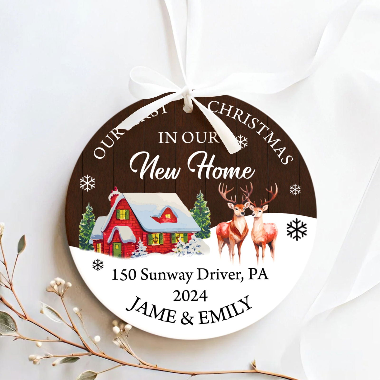 Personalized First Christmas in Our New Home Ornament, Custom New House Gift Ideas, Couples New Home Ornament, Custom House Address Christmas Ornament, Housewarming Gifts CX01-17 - Kindlytoys