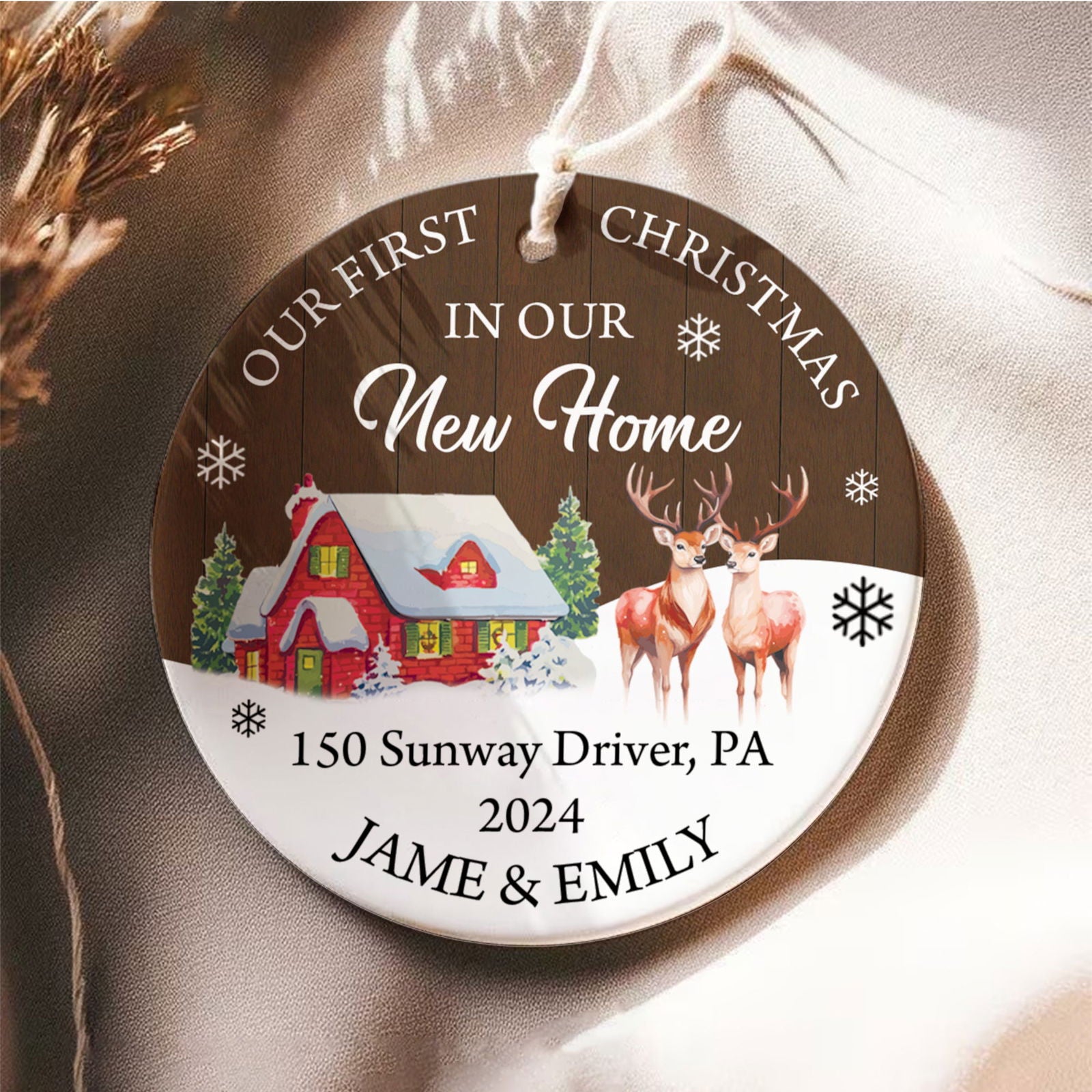 Personalized First Christmas in Our New Home Ornament, Custom New House Gift Ideas, Couples New Home Ornament, Custom House Address Christmas Ornament, Housewarming Gifts CX01-17 - Kindlytoys