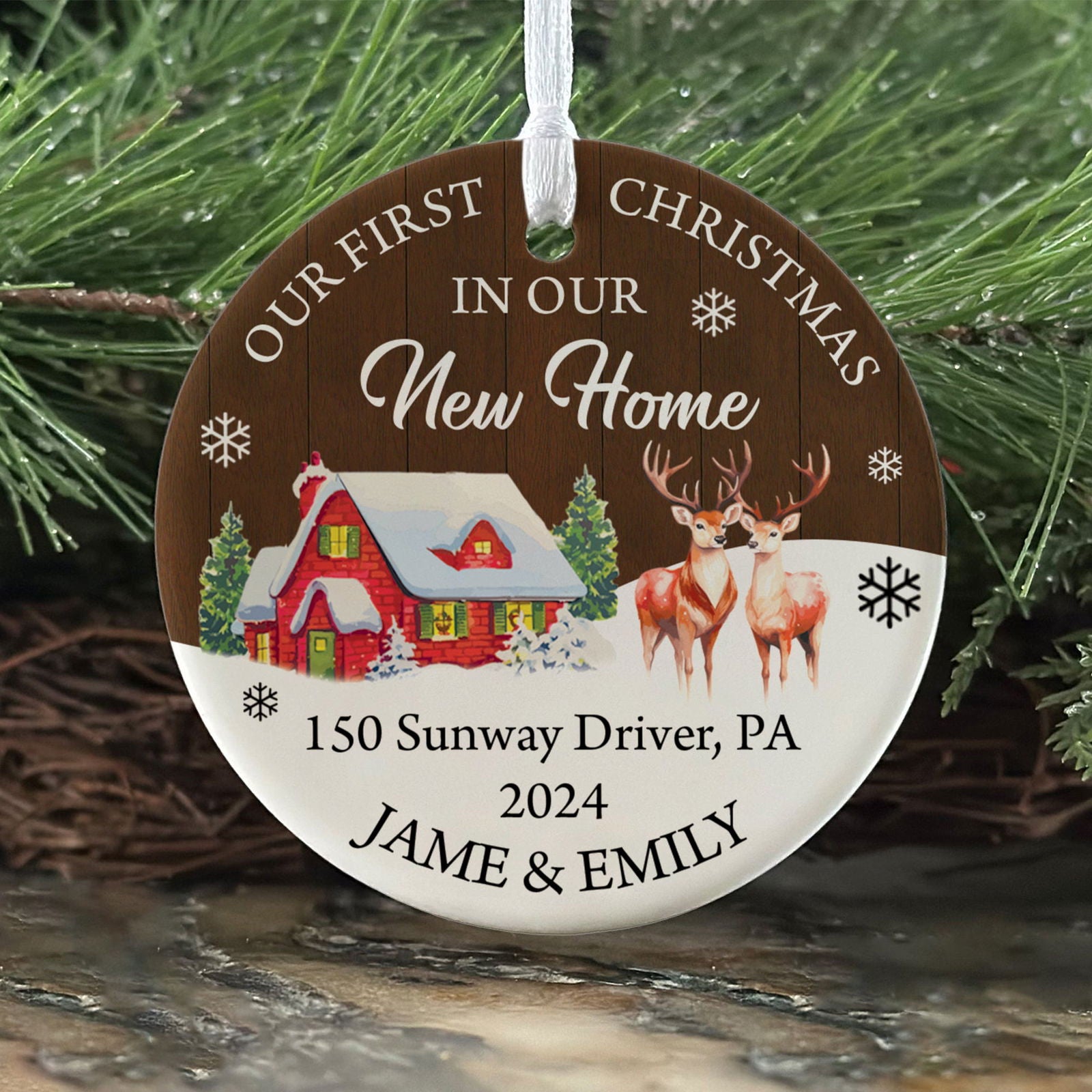 Personalized First Christmas in Our New Home Ornament, Custom New House Gift Ideas, Couples New Home Ornament, Custom House Address Christmas Ornament, Housewarming Gifts CX01-17 - Kindlytoys