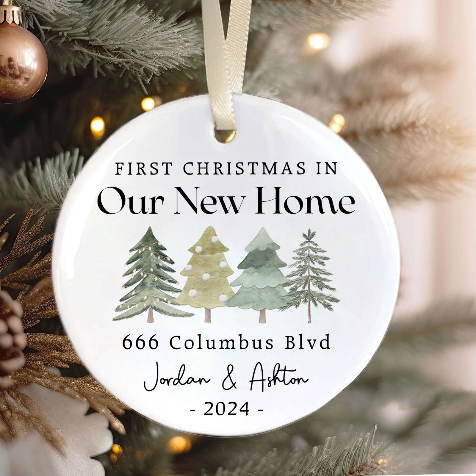 Personalized First Christmas in Our New Home Ornament Keepsake 2024, Personalized New Home Keepsake, House Warming Gifts 2024, 1st Home Christmas Ornament, New Home New Adventures New Memories Keepsake CX03-2 - Kindlytoys
