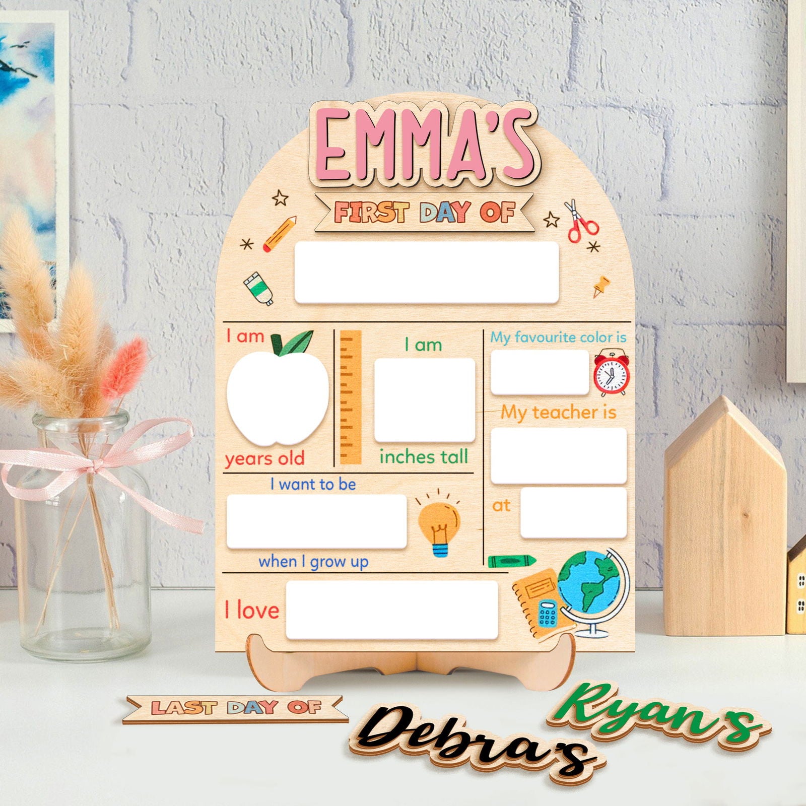 Personalized First Day Last Day of School Sign Interchangeable Names SS34 - Kindlytoys